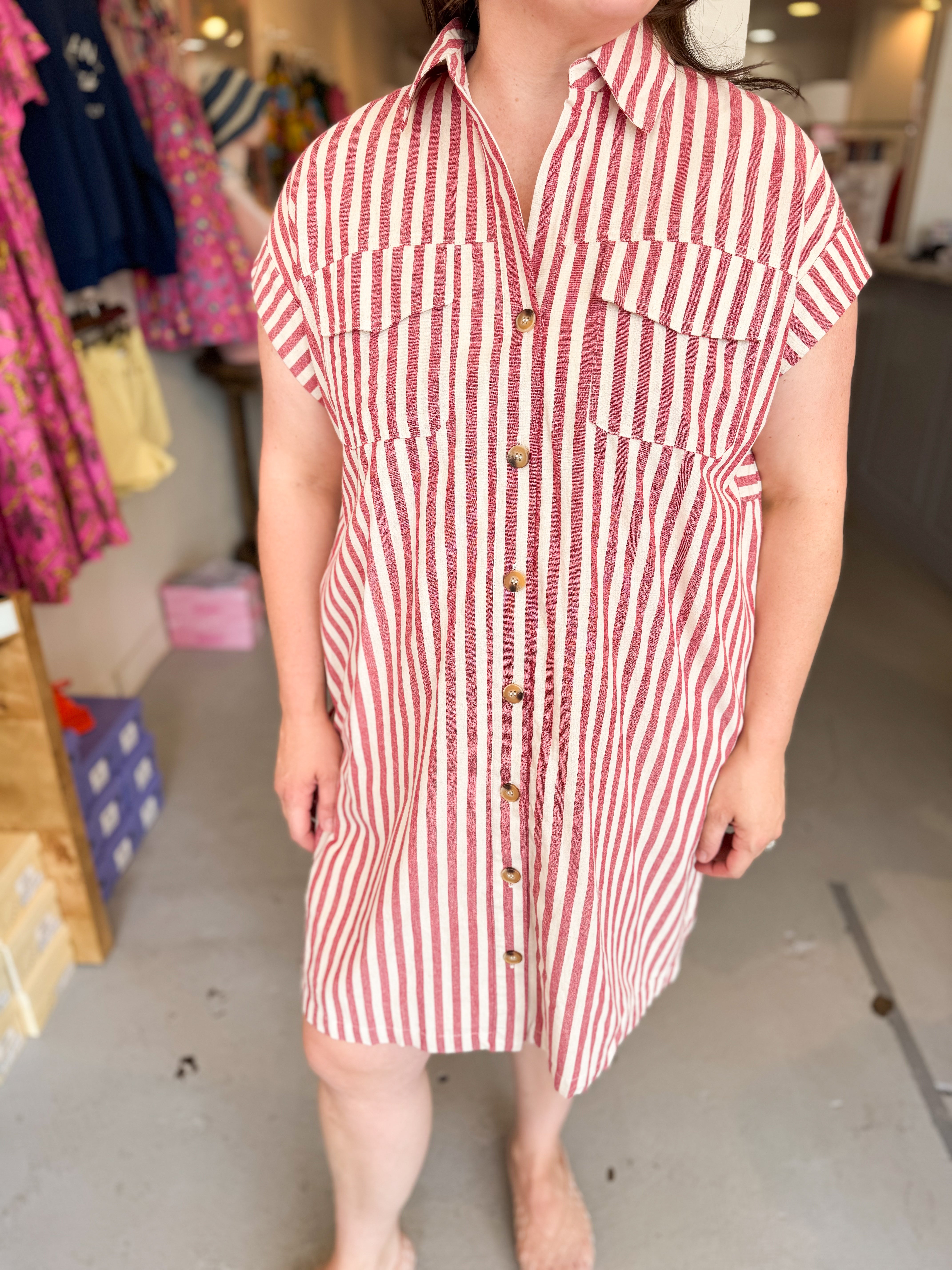 Plus Size Woven Stripe Mini Dress