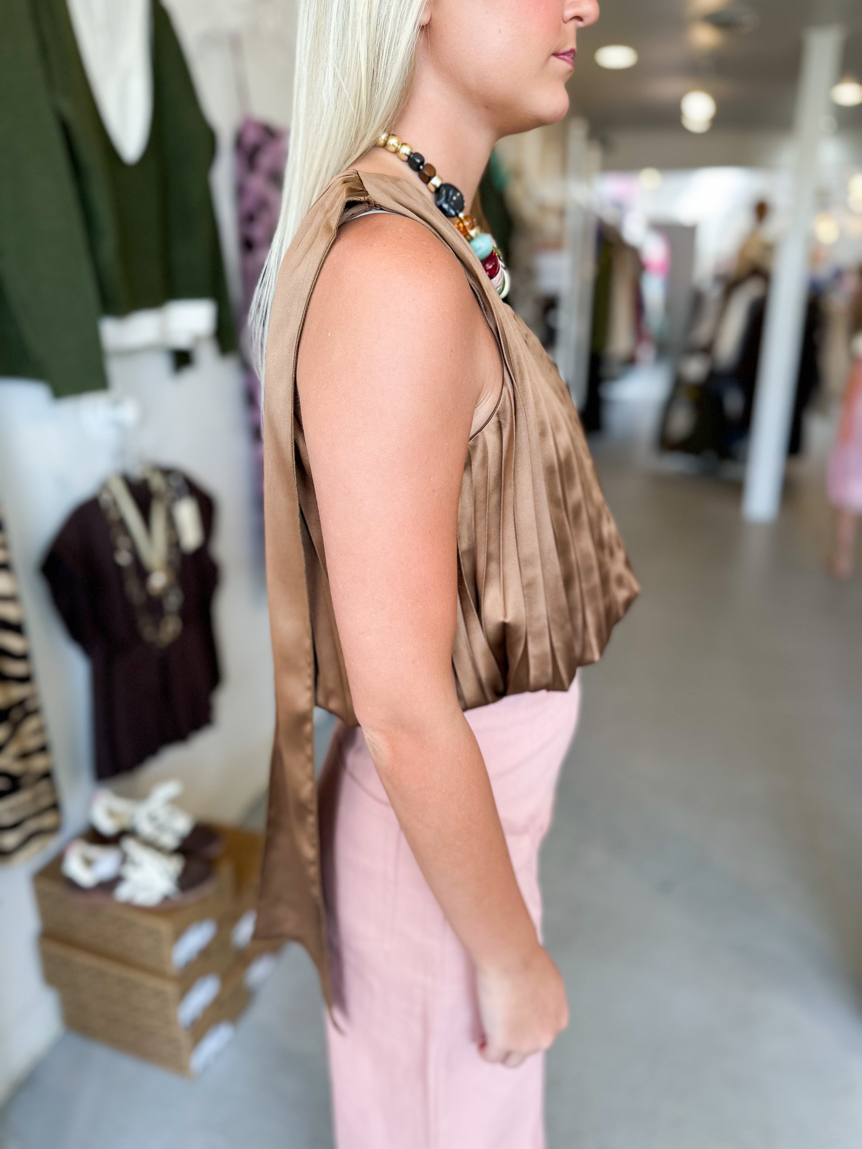 Pleated One Shoulder Bubble Top