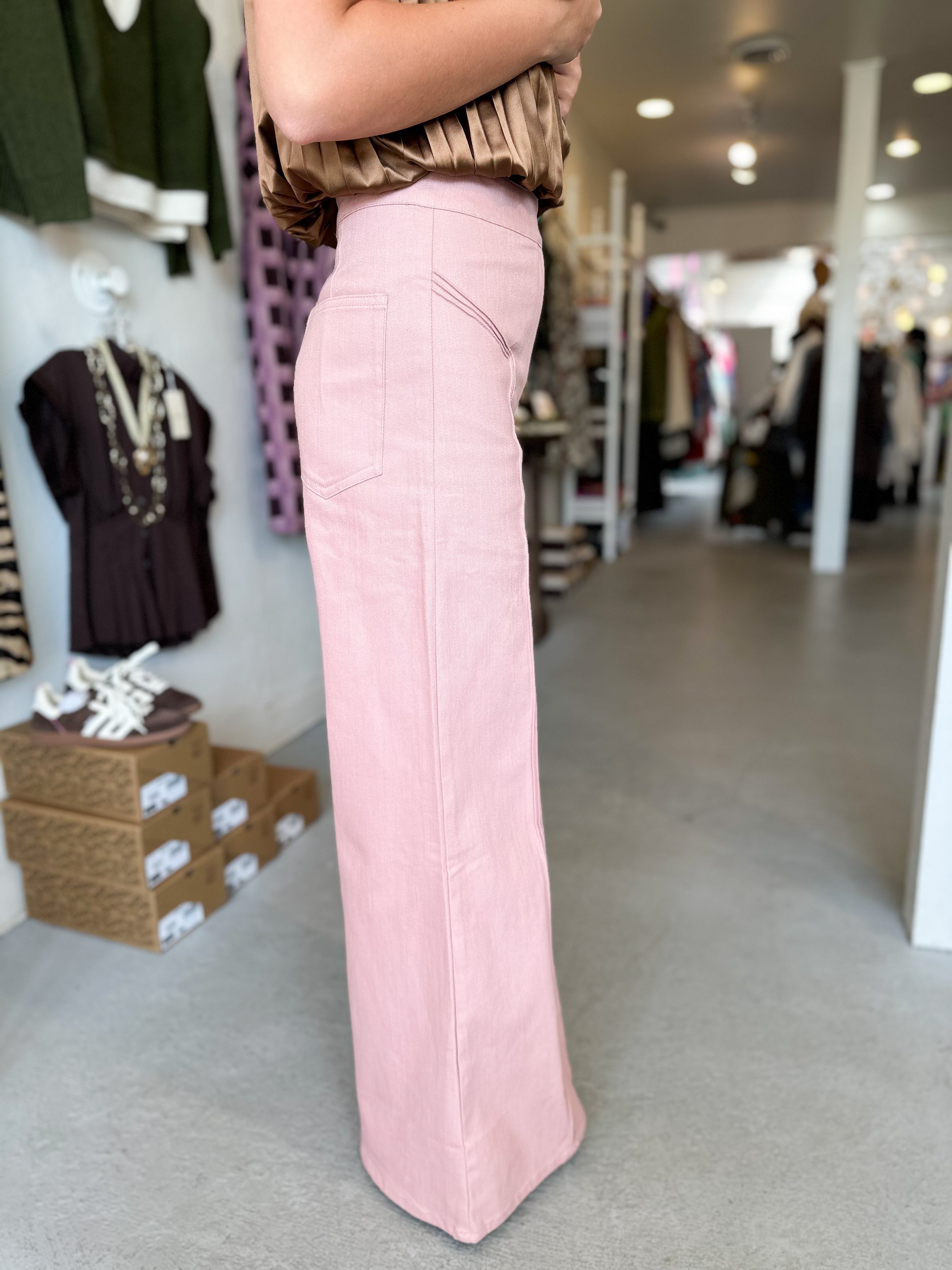 Vertical Seam High Waisted Flare Pant