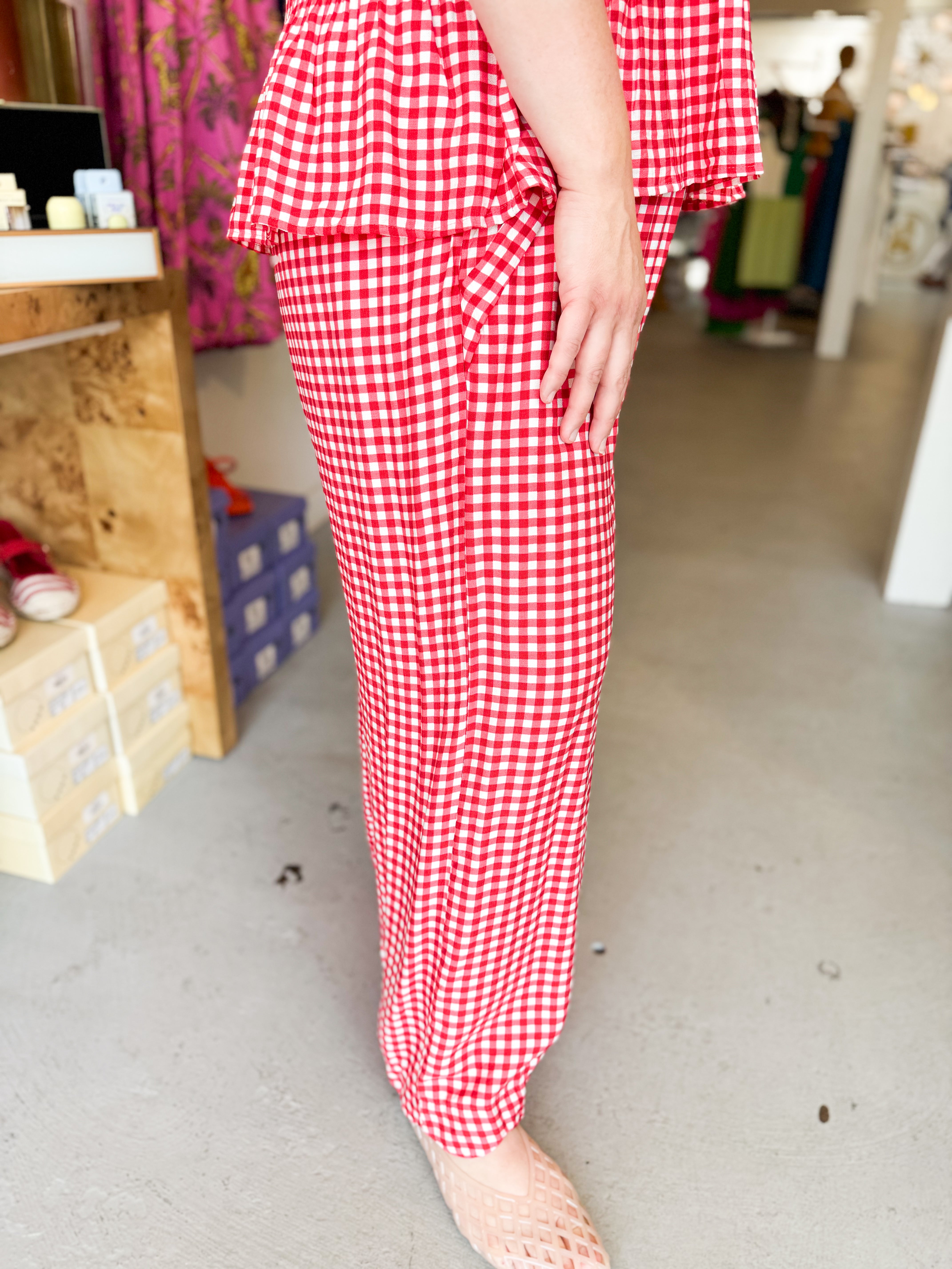 Plus Size Gingham Wide Leg Pant