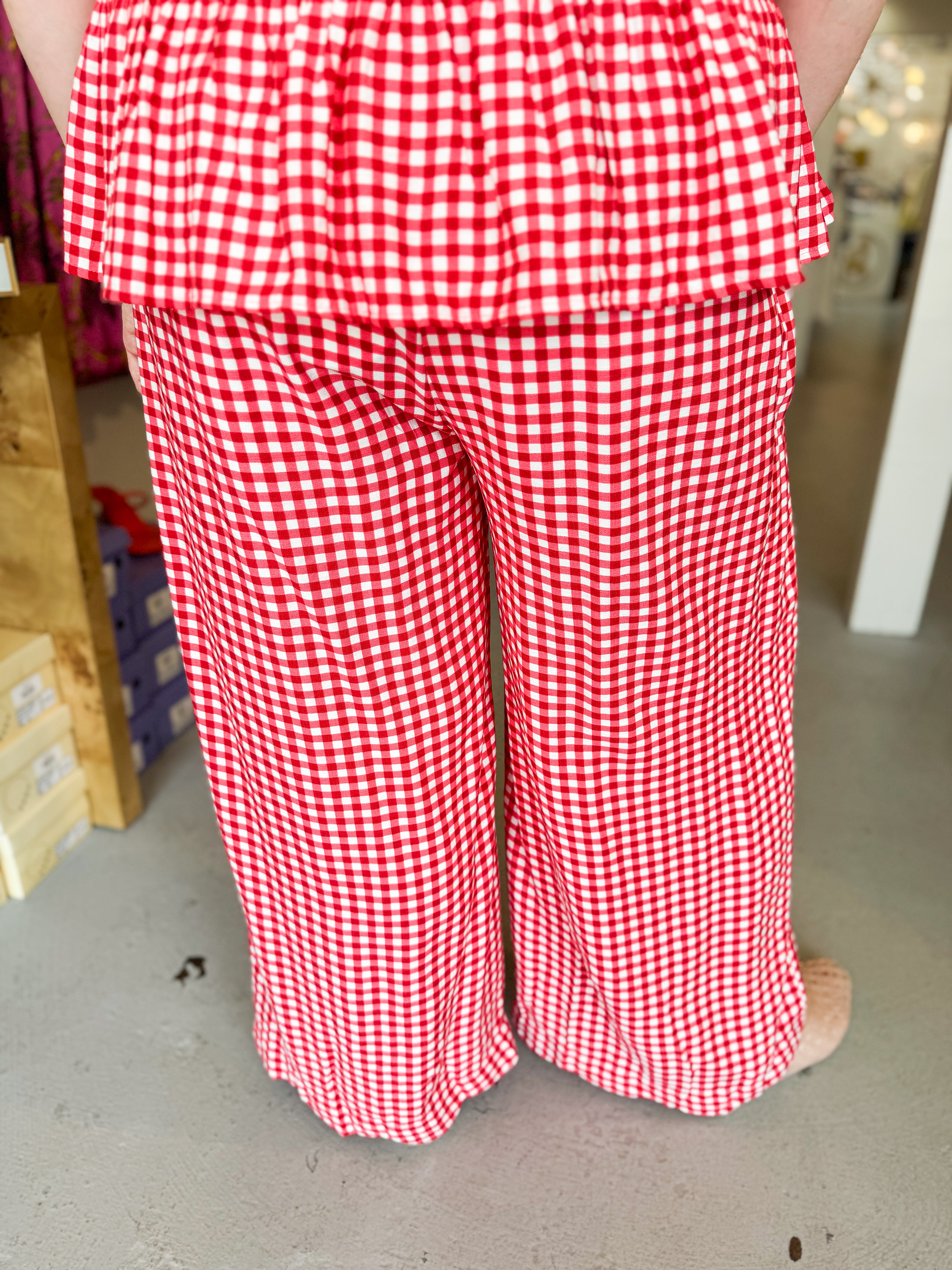 Plus Size Gingham Wide Leg Pant