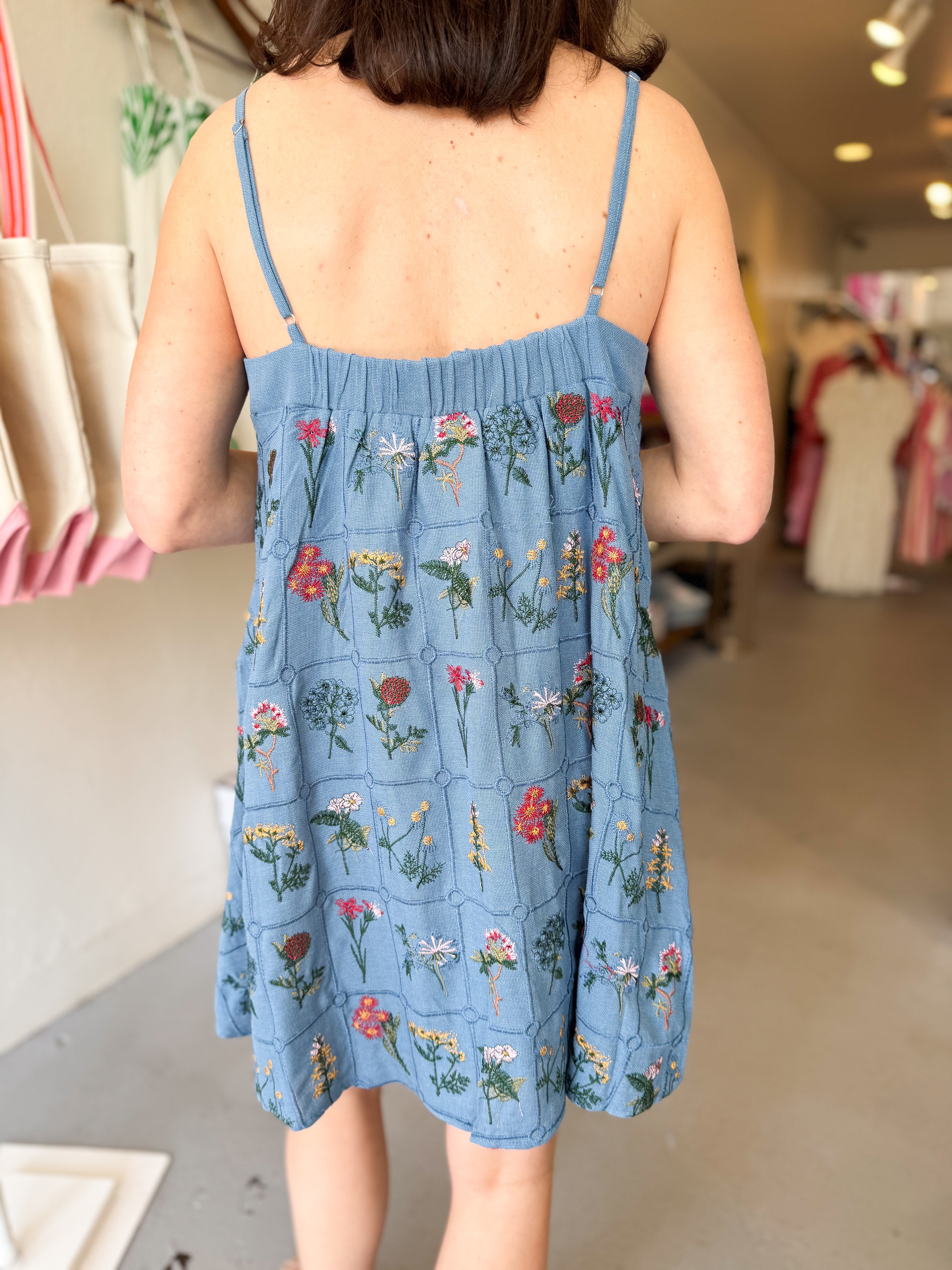 Linen Floral Mini Dress