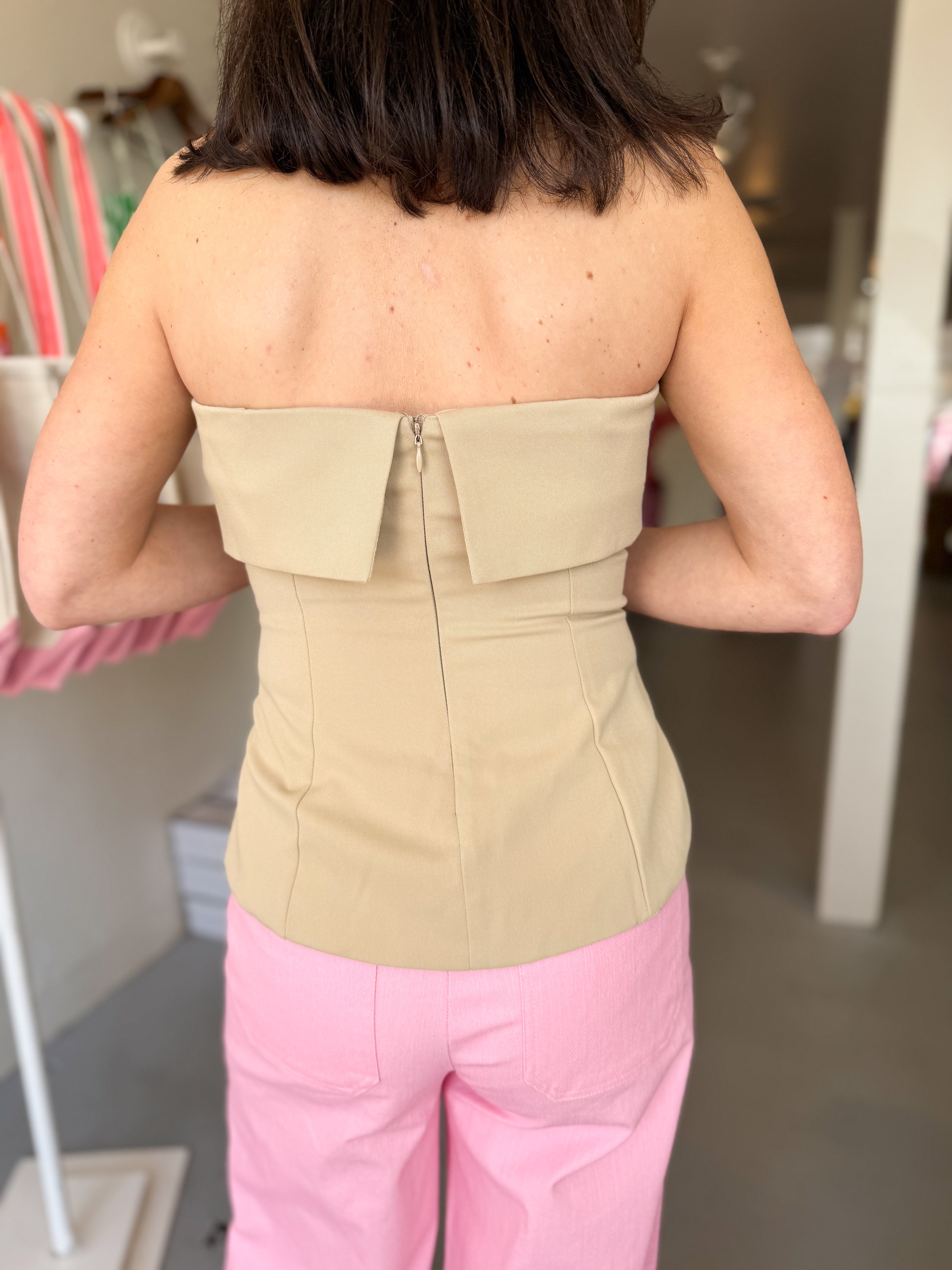 Fold Over Strapless Top