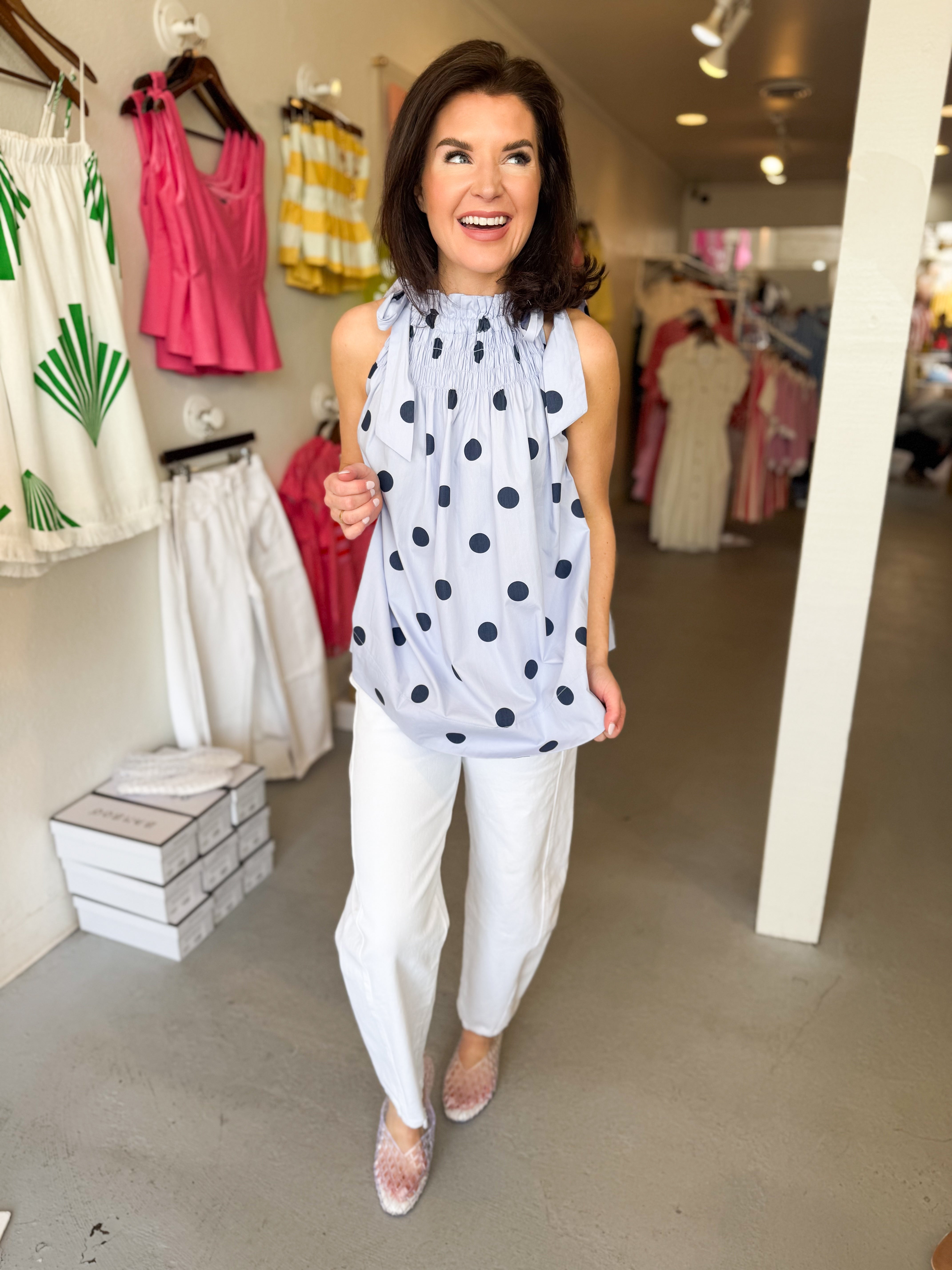 Smocked Polka Dot Top