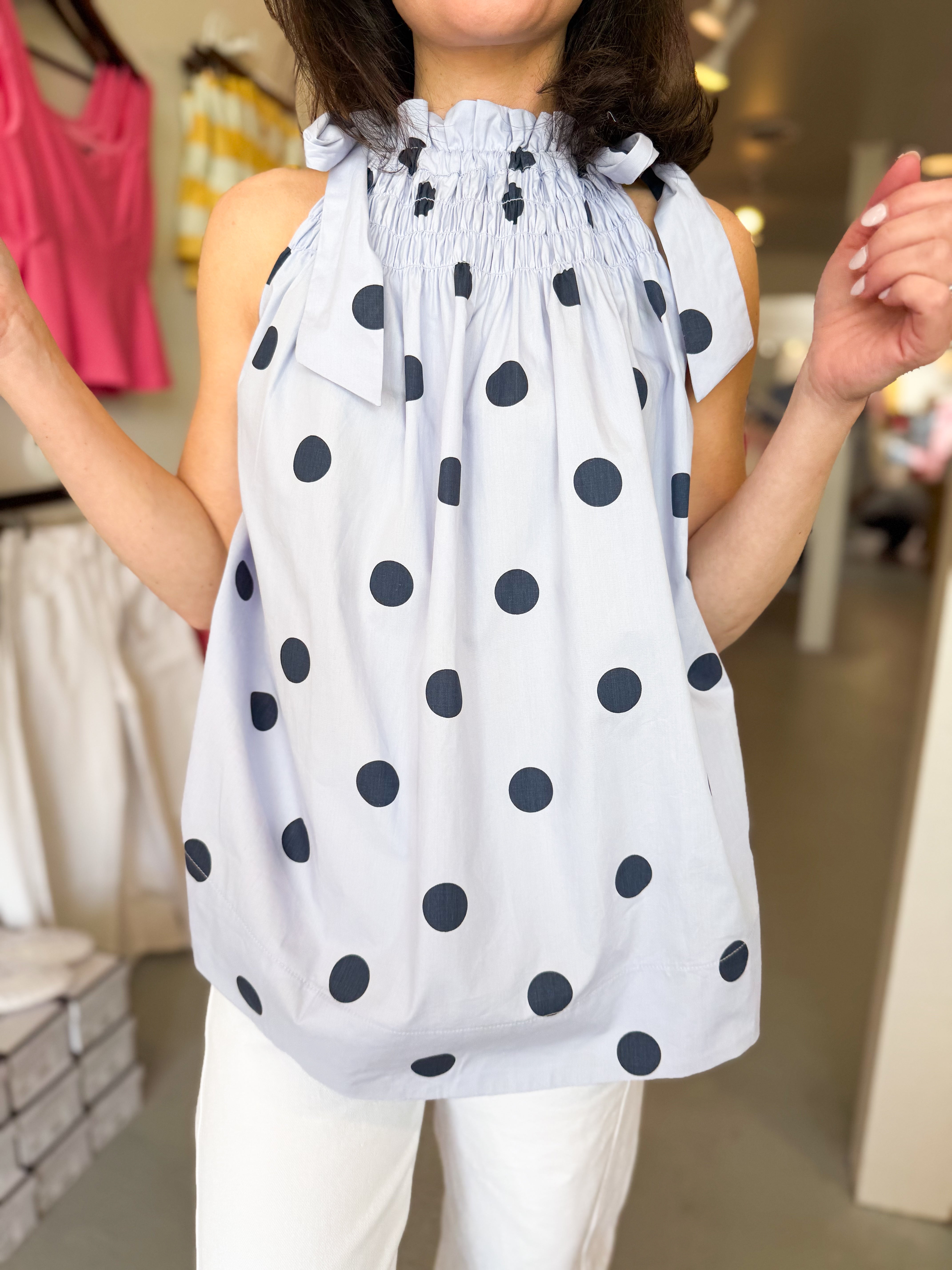 Smocked Polka Dot Top