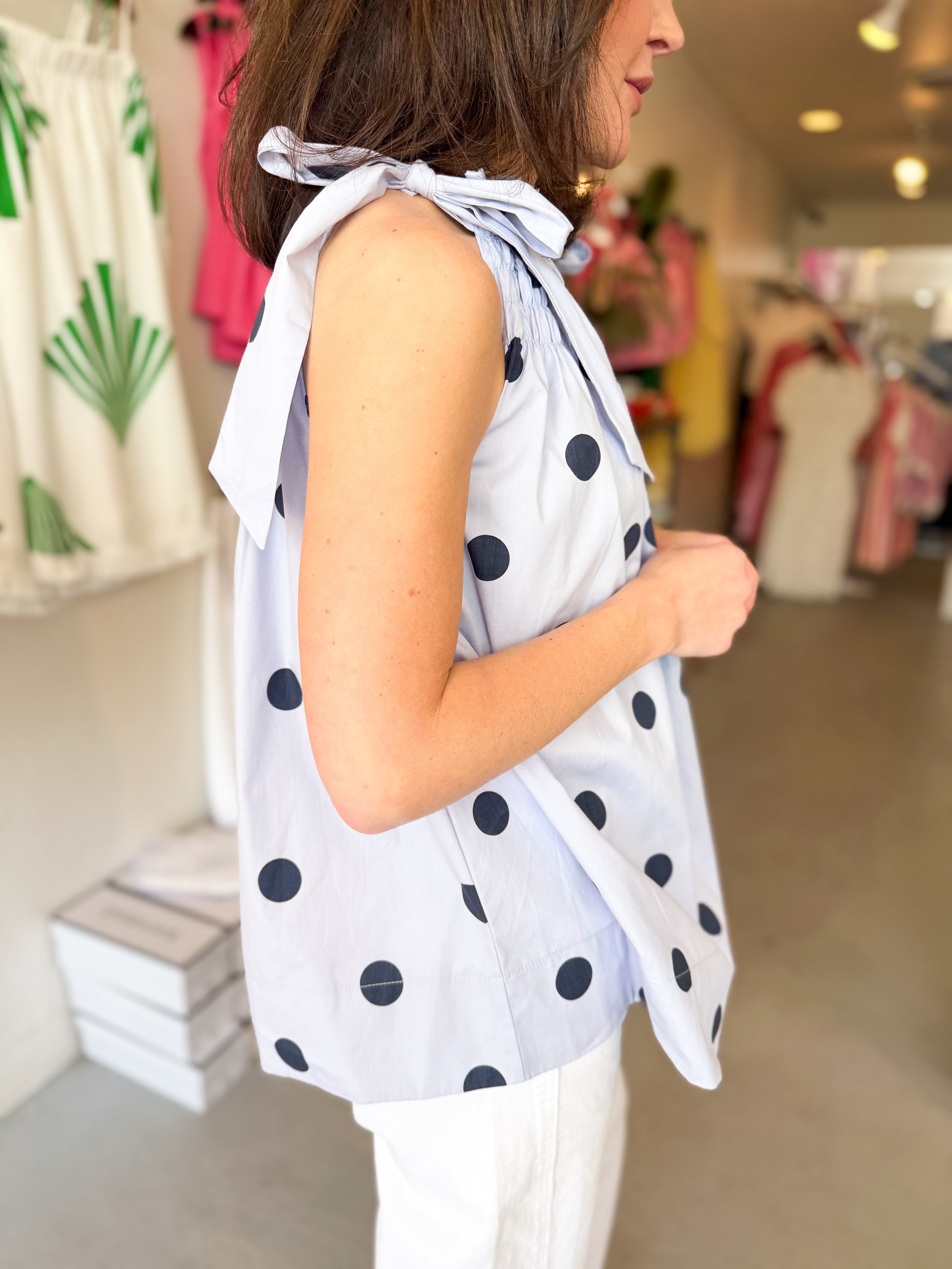 Smocked Polka Dot Top