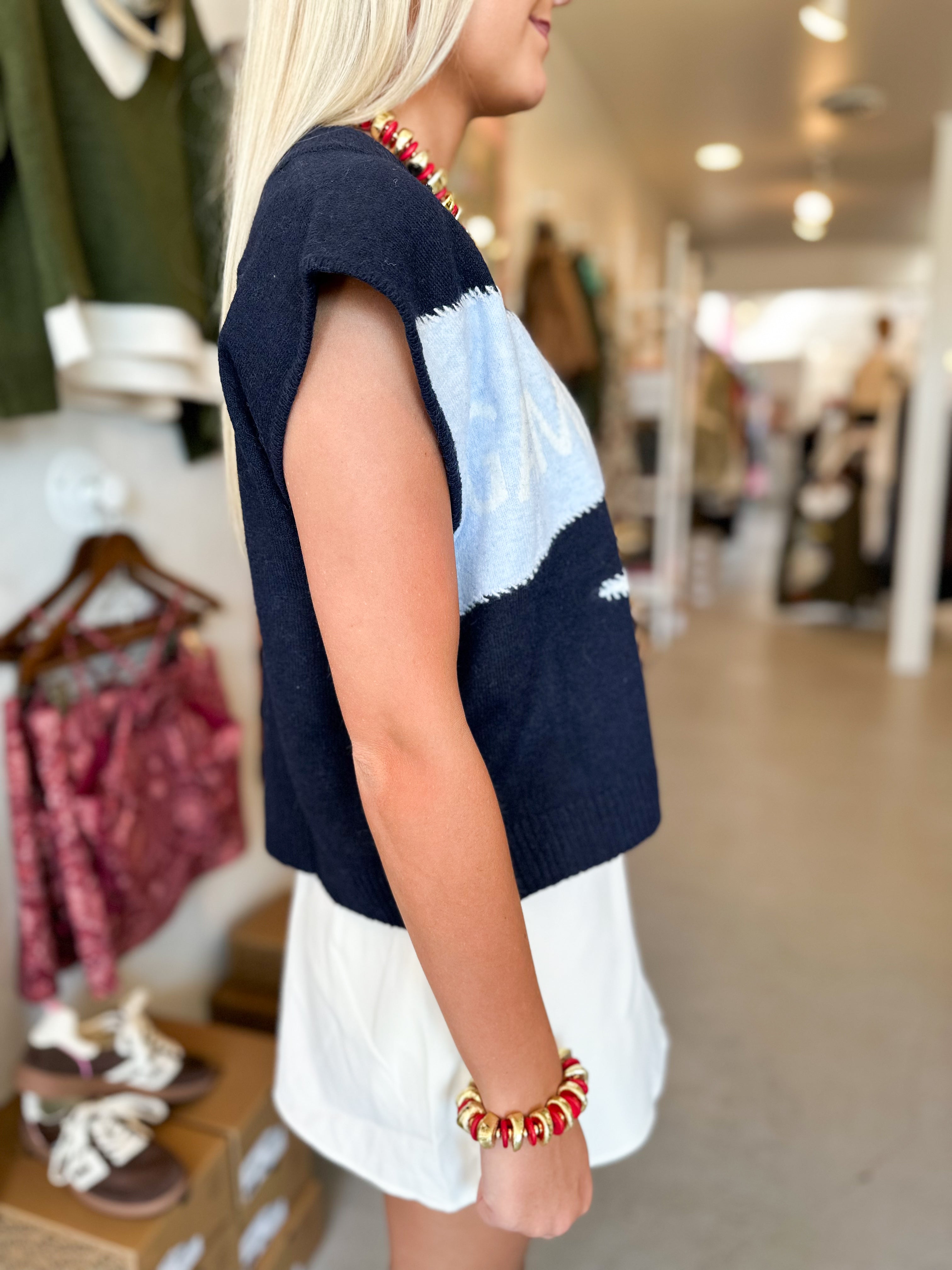 Game Day Mock Neck Pennant Sweater