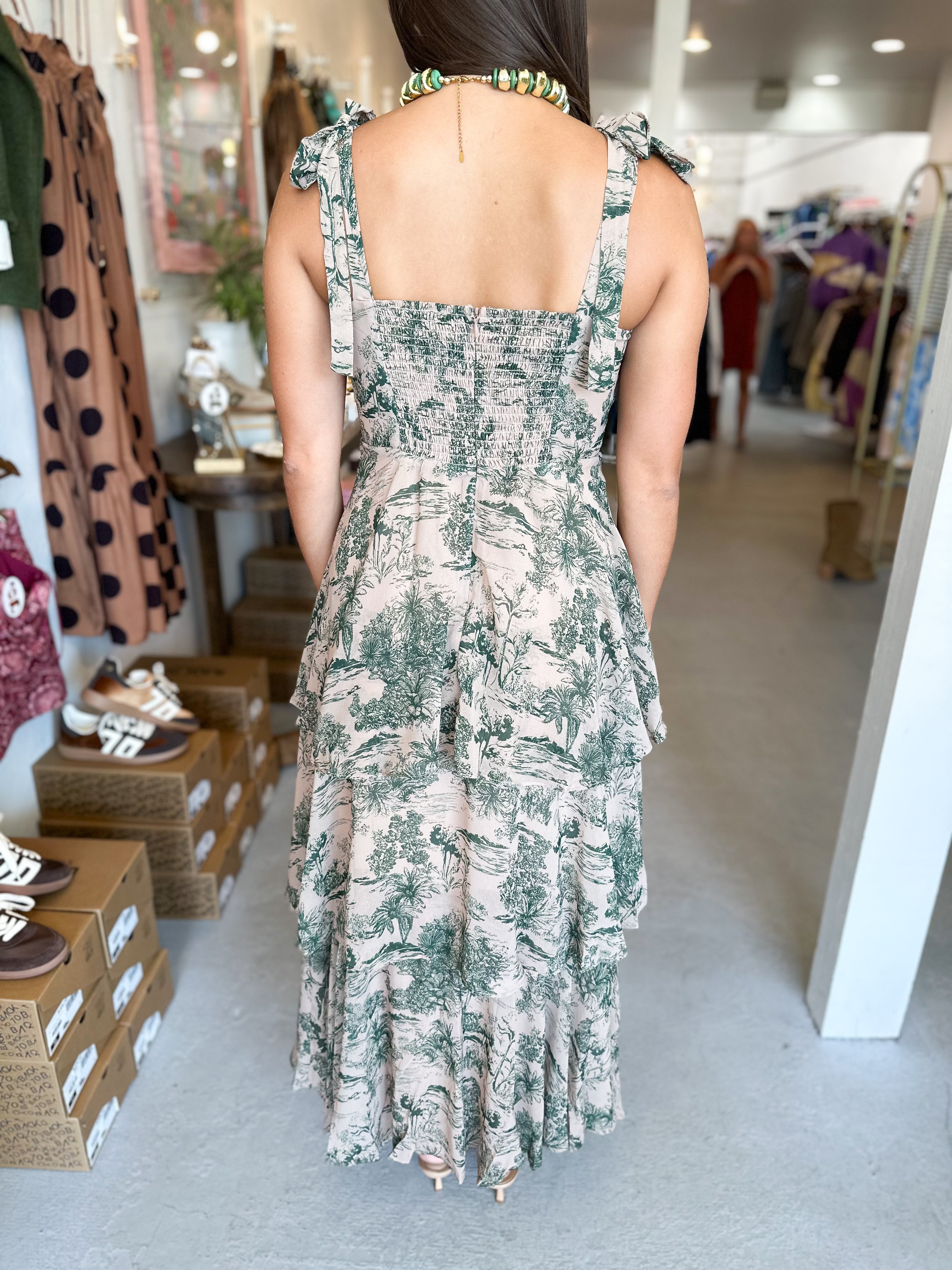 Waist Tie Ruffle Maxi Dress