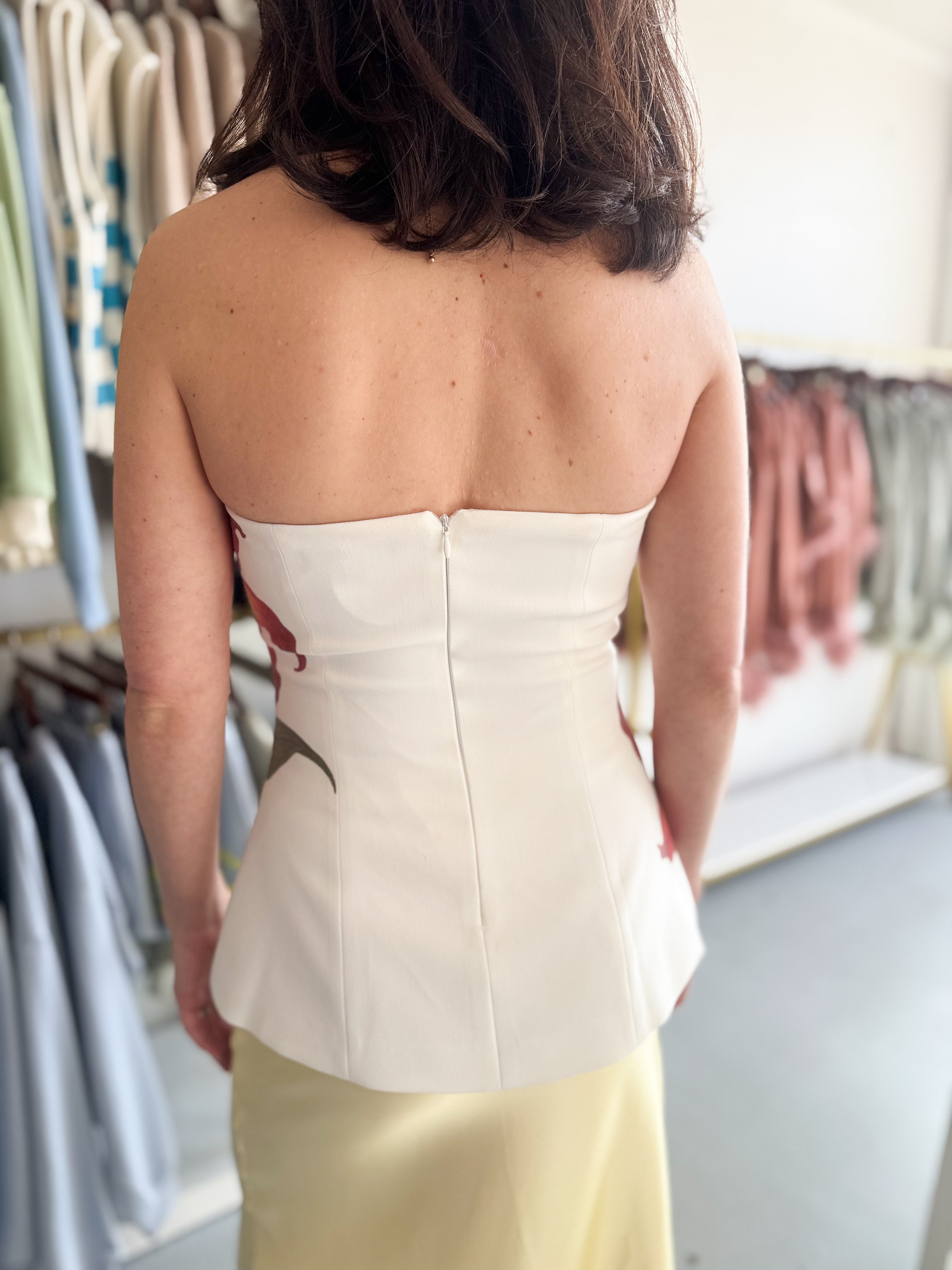 Floral Print Strapless Top