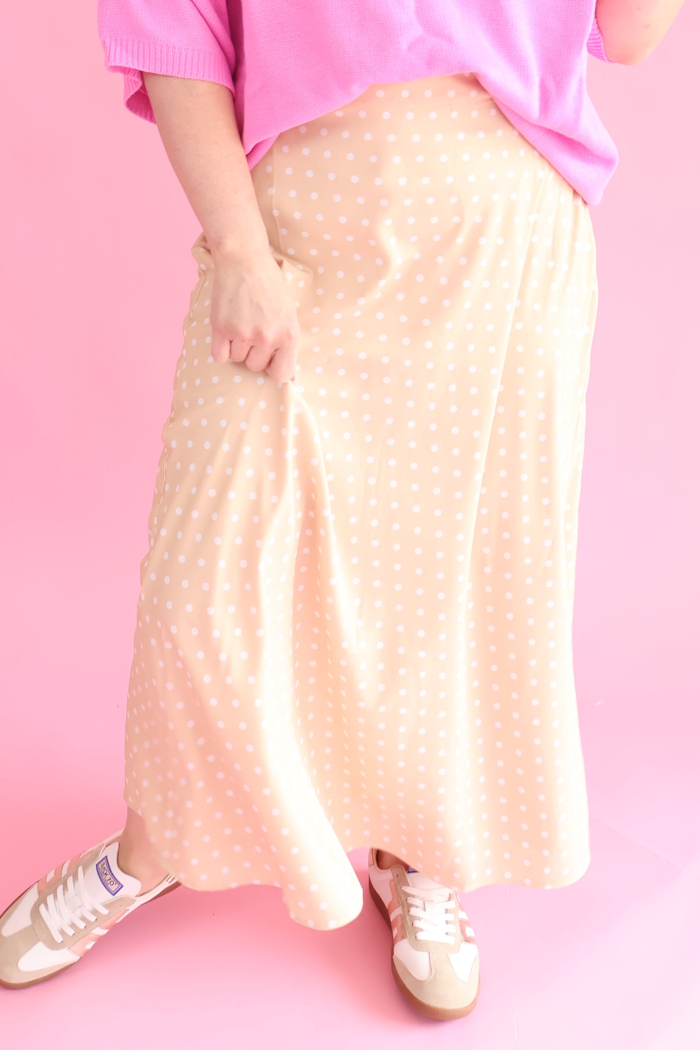 Plus Size Polka Dot Midi Skirt