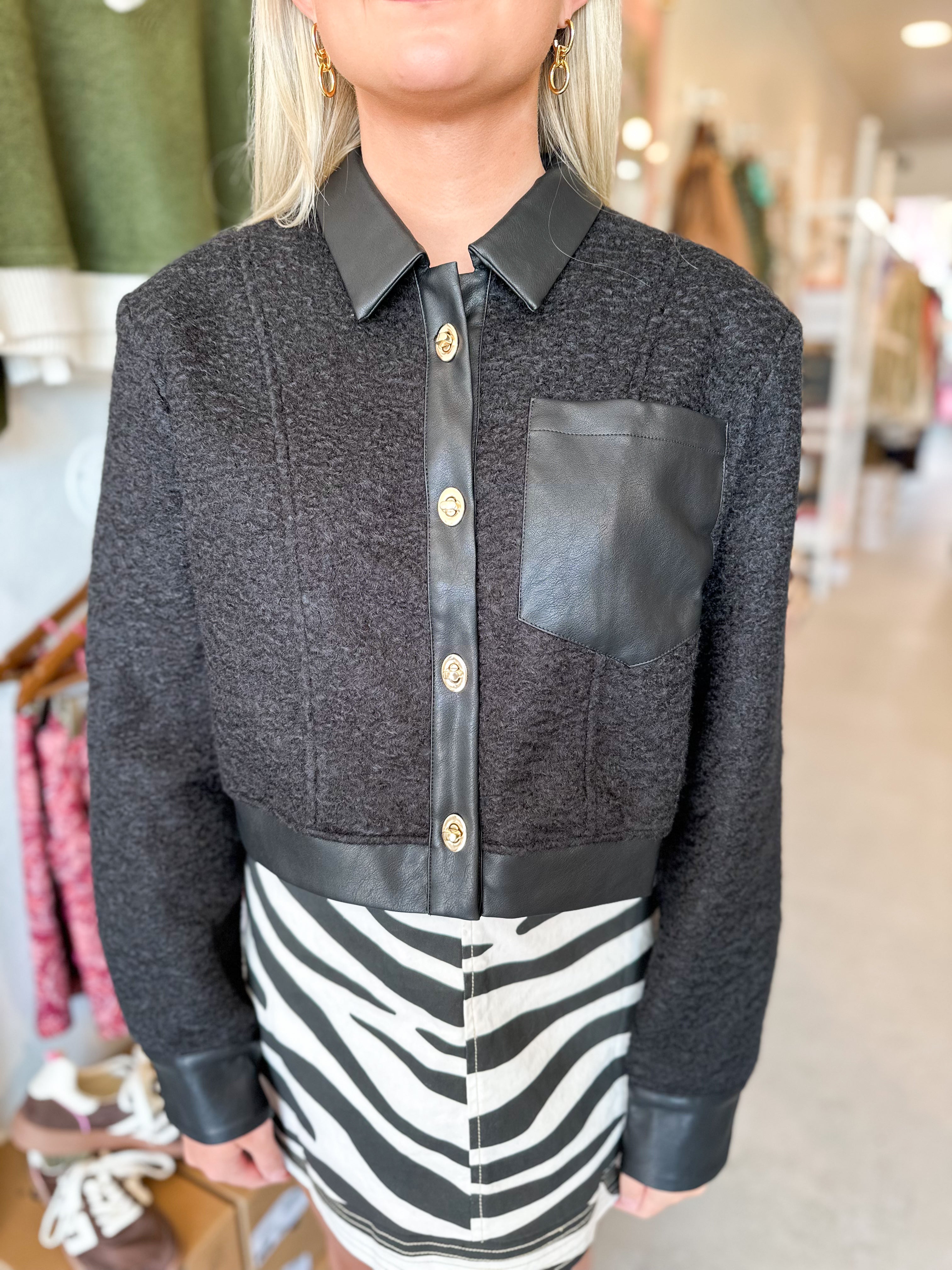 Leather Detail Jacket