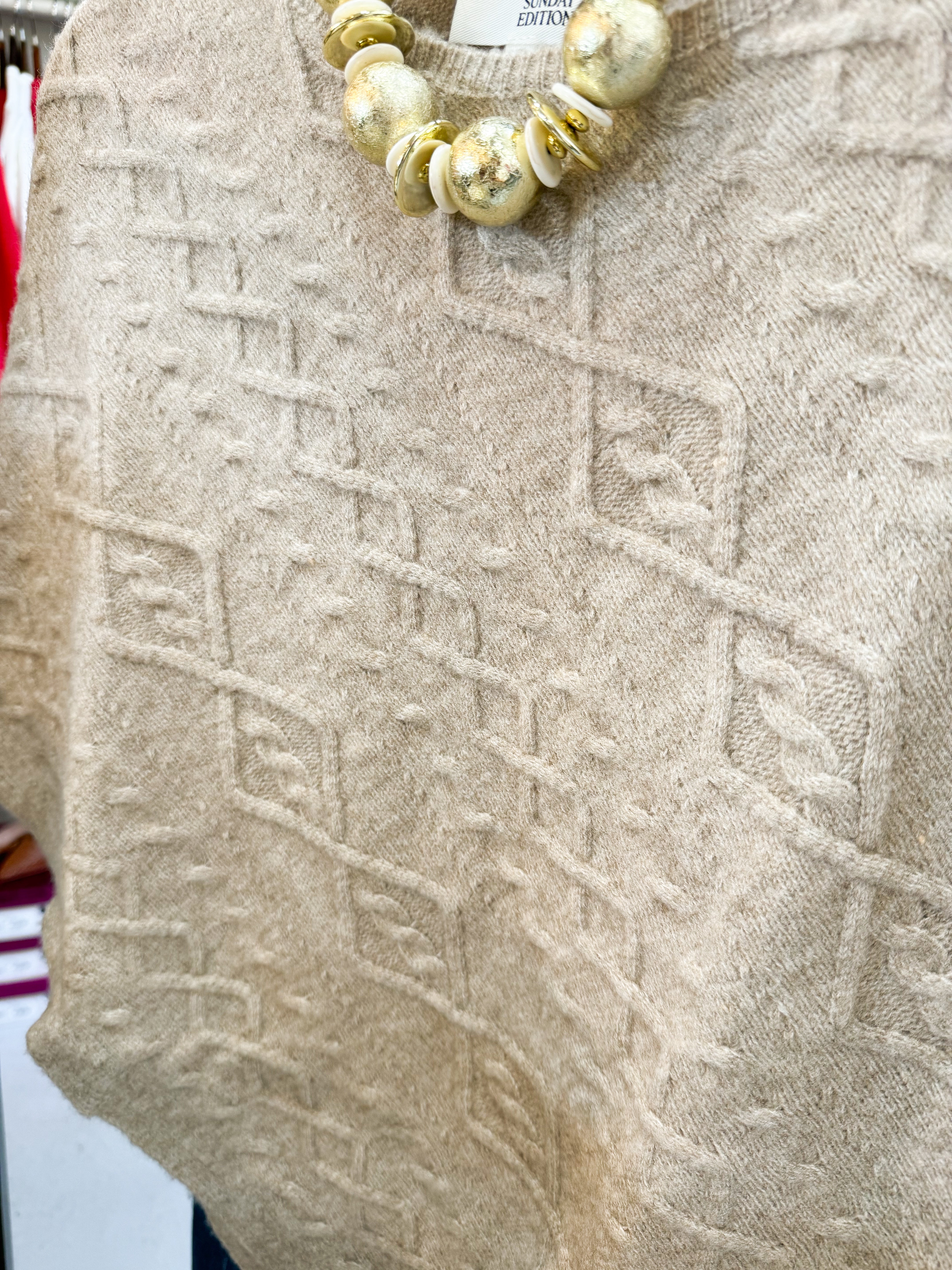 Cable Knit Poncho Sweater