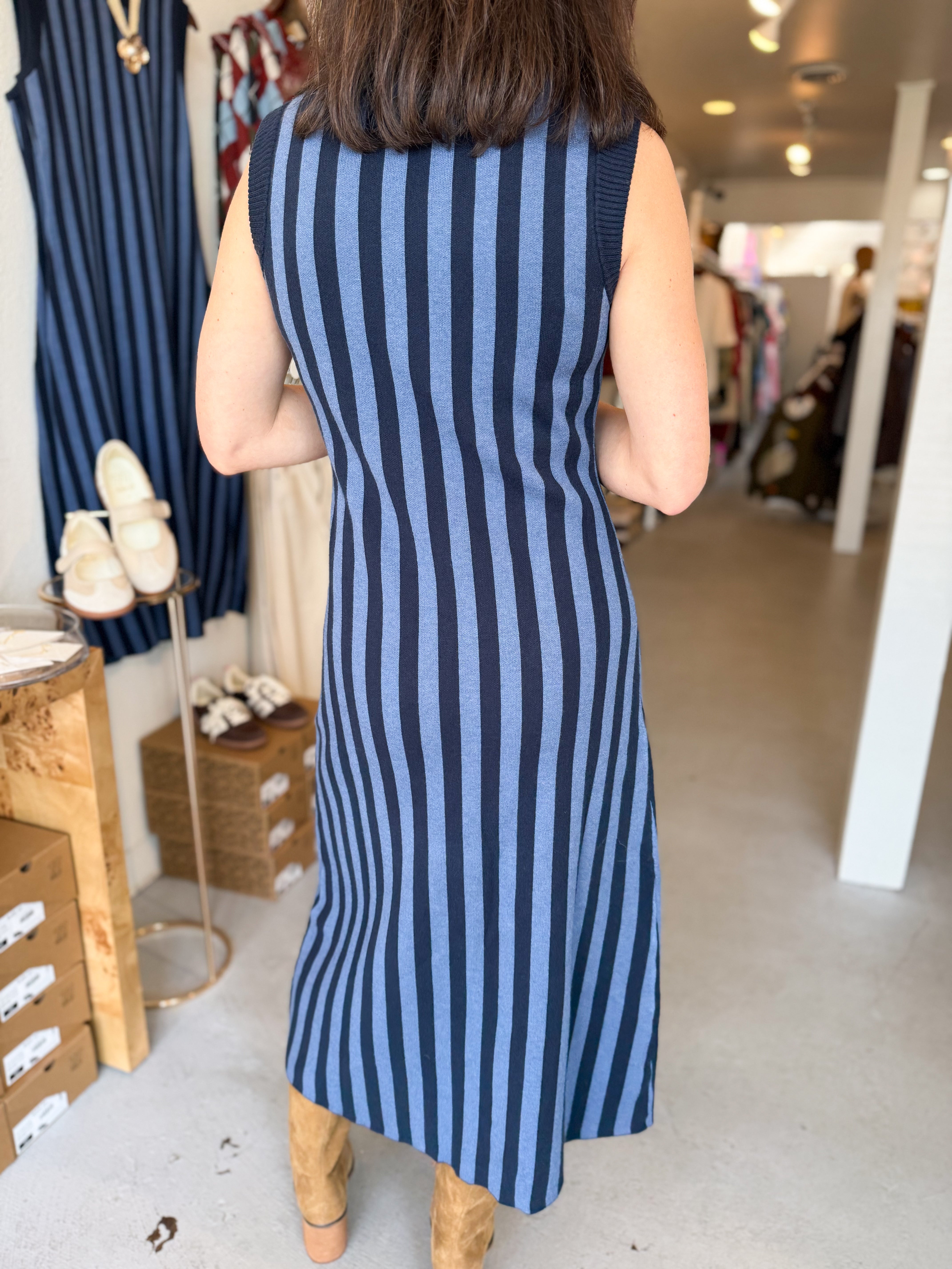 Striped Knit Midi Dress