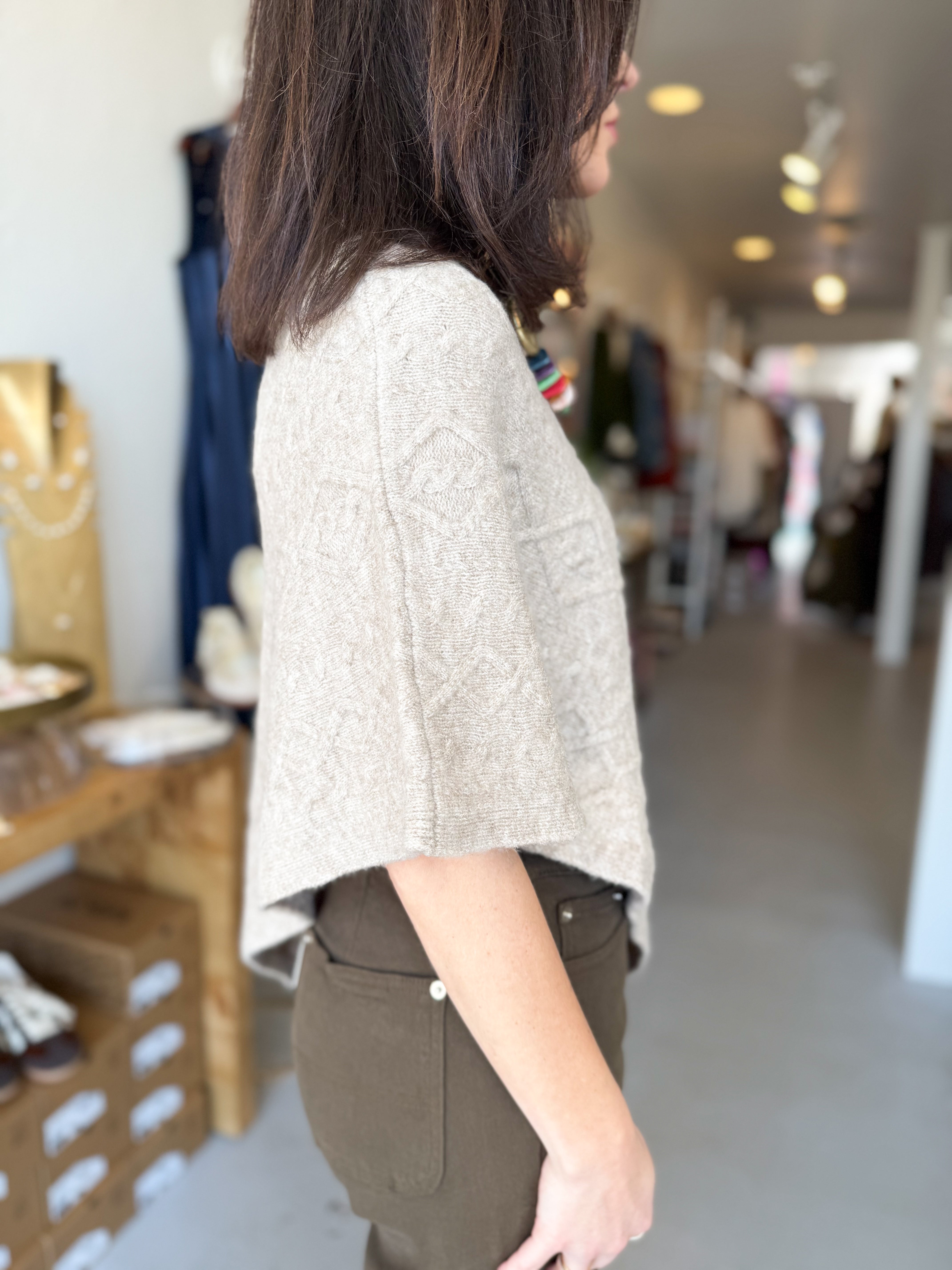 Cable Knit Poncho Sweater