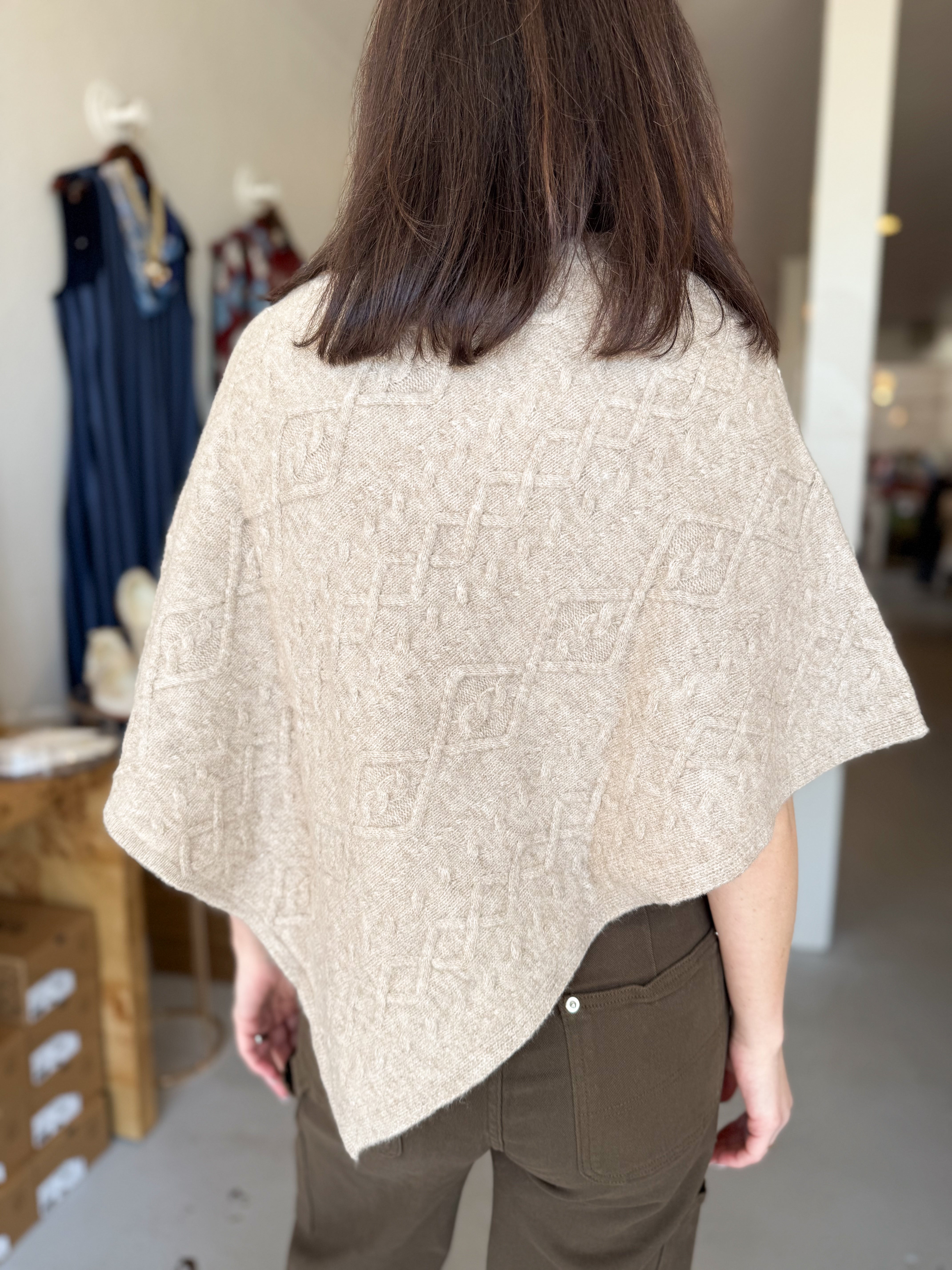 Cable Knit Poncho Sweater
