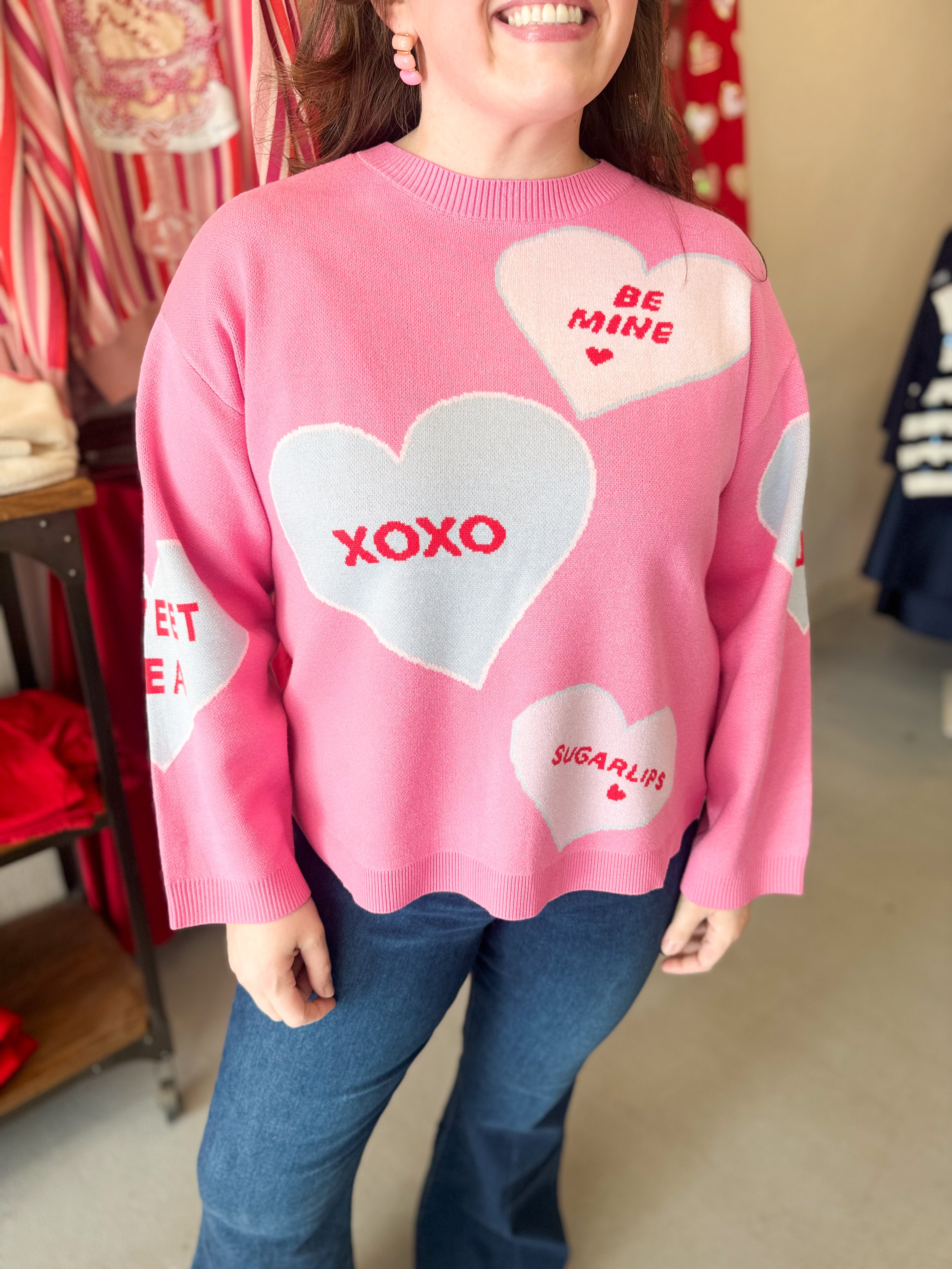 Plus Size Candy Heart Sweater