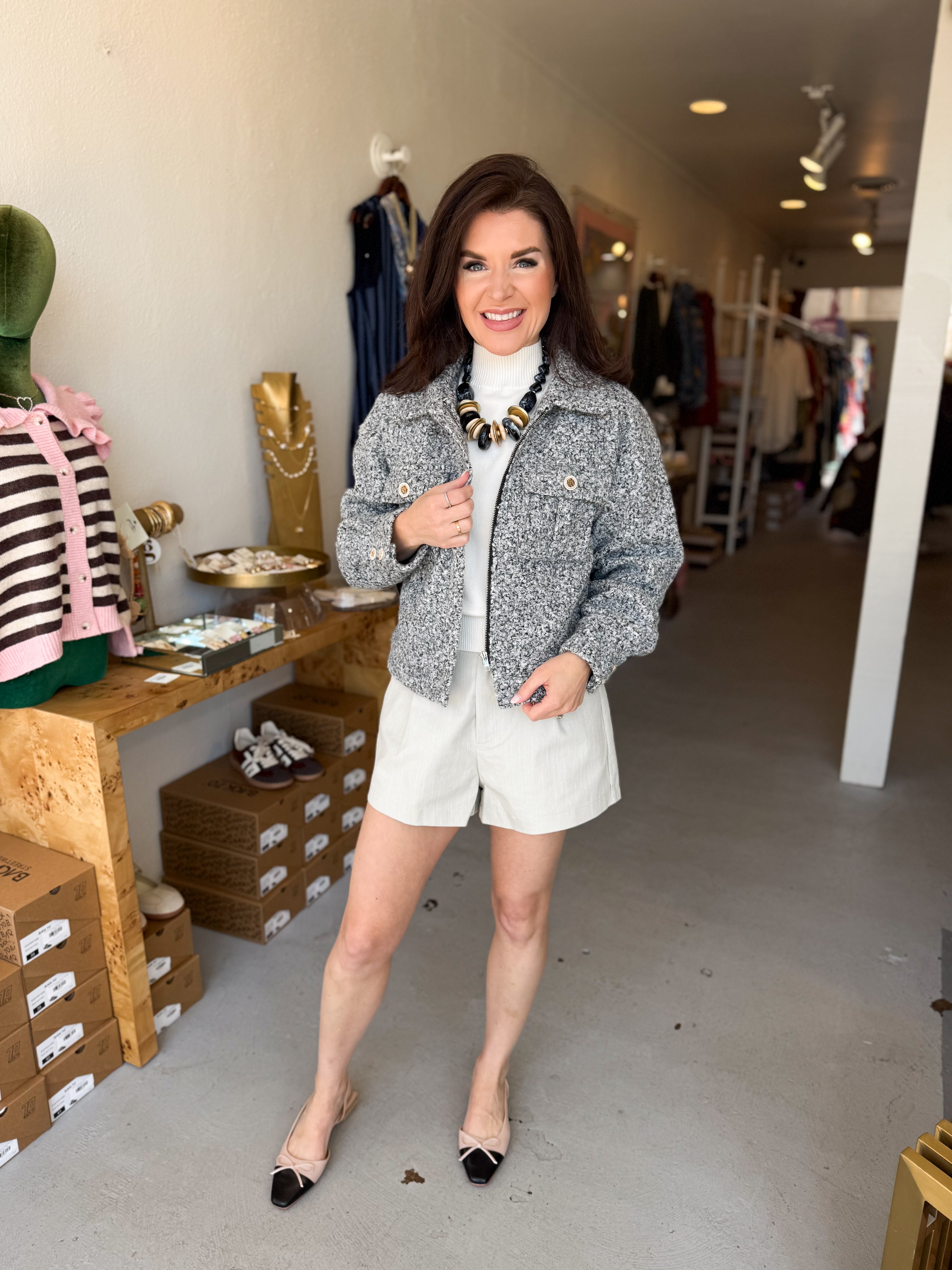 Tweed Zipper Jacket