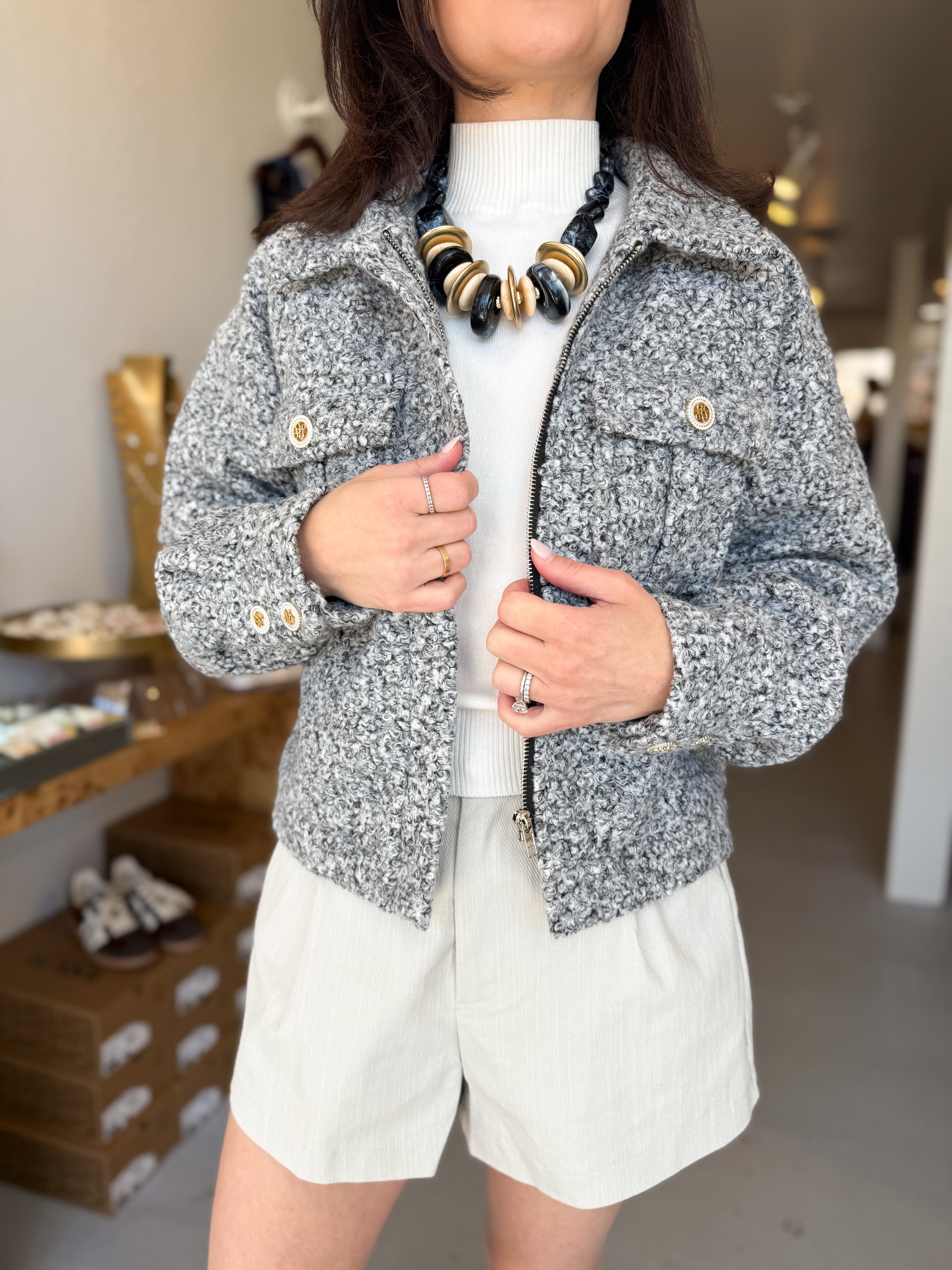 Tweed Zipper Jacket