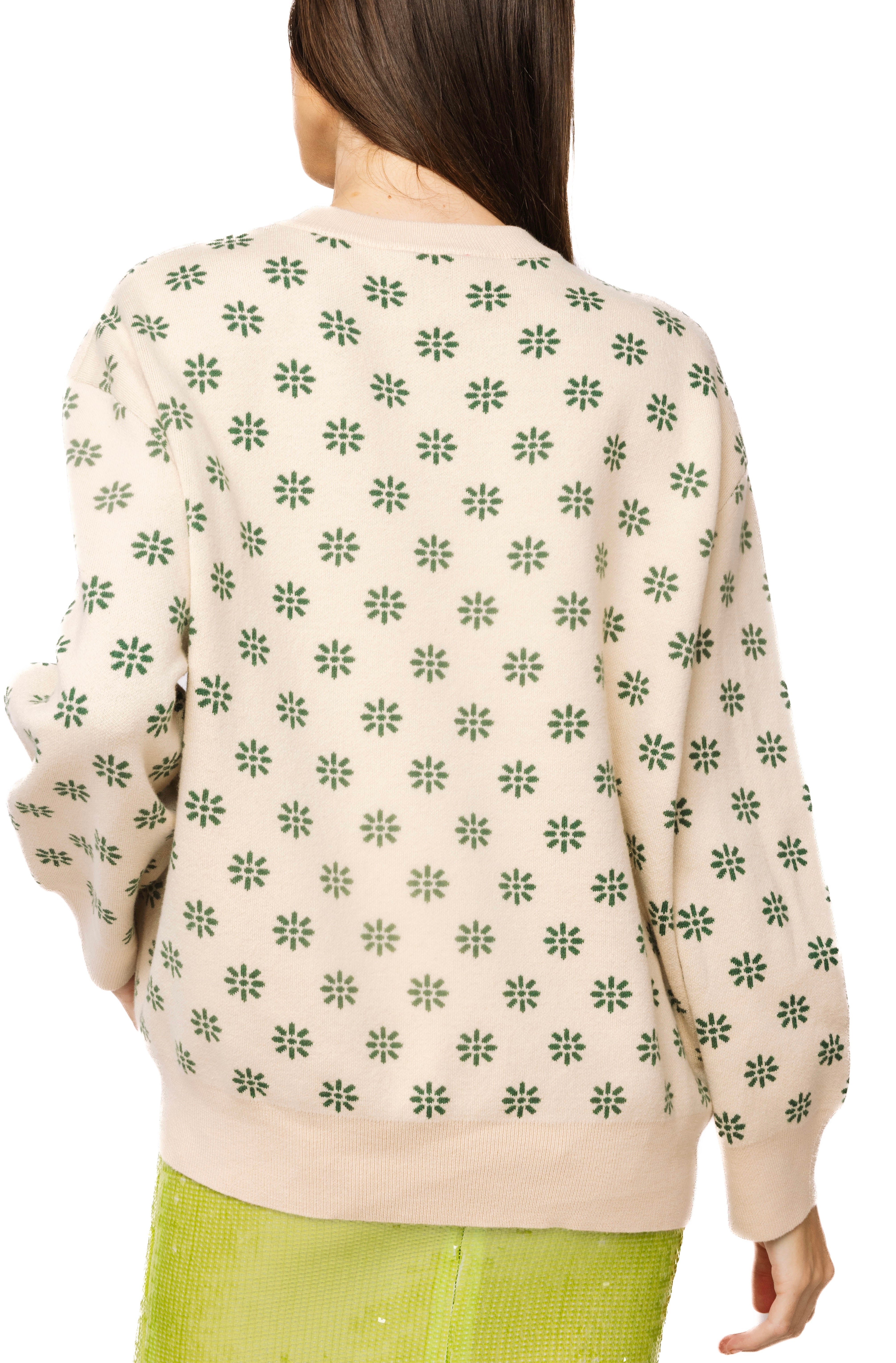 (PRE-ORDER) Queen of Sparkles Flower Print Feather Turkey Sweater