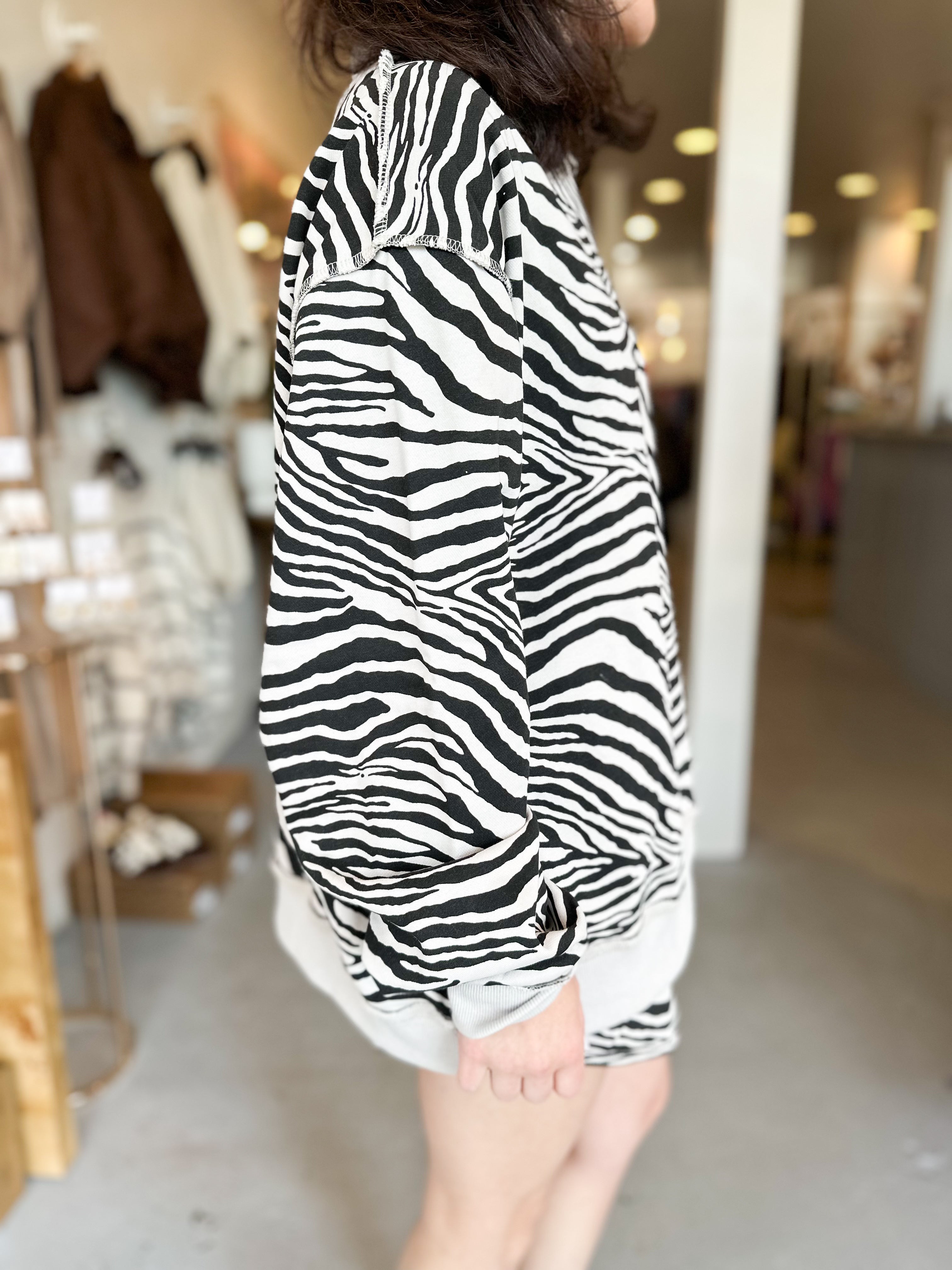 Bucket List Zebra Print Mockneck