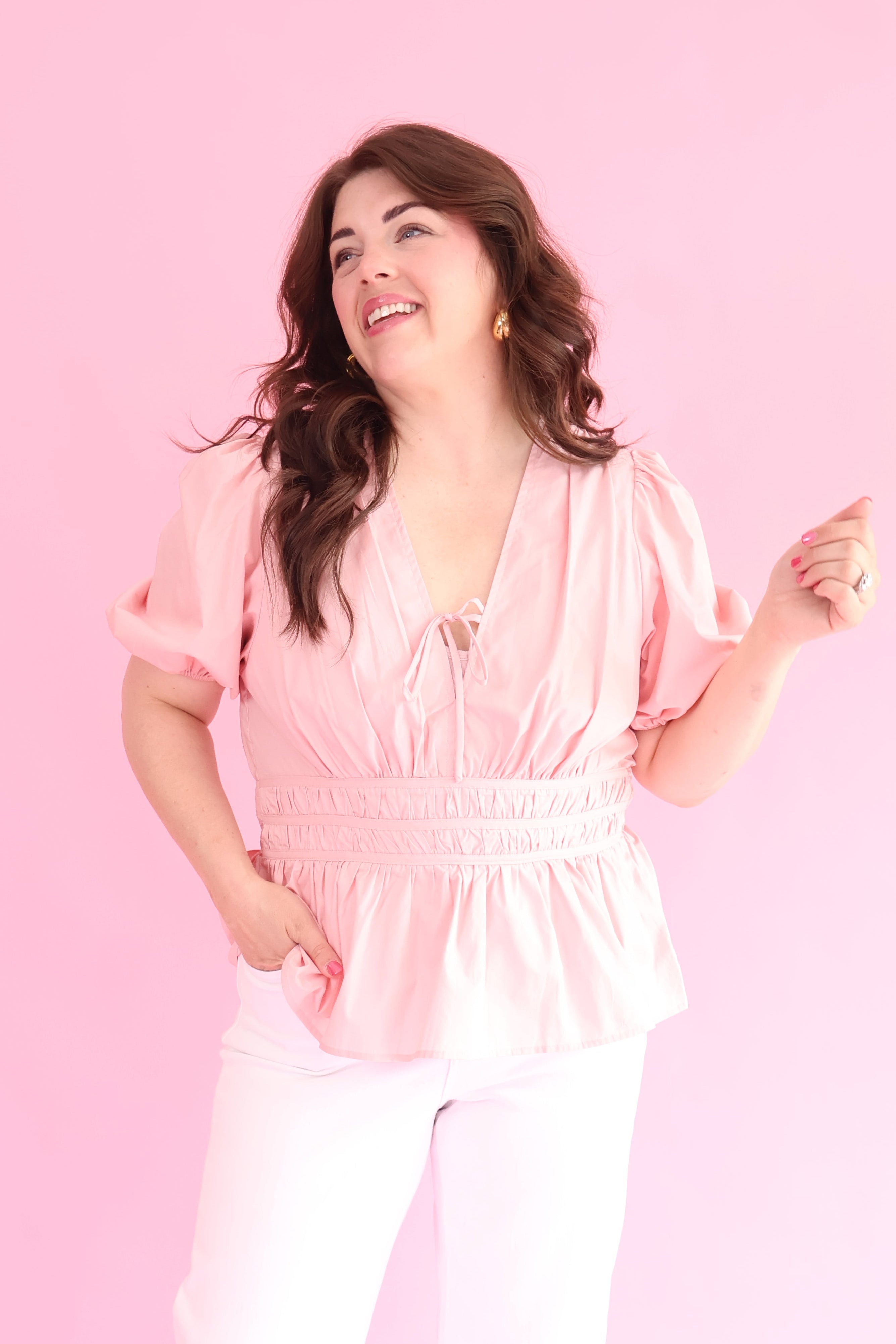 Plus Size Sweet Smocked Peplum
