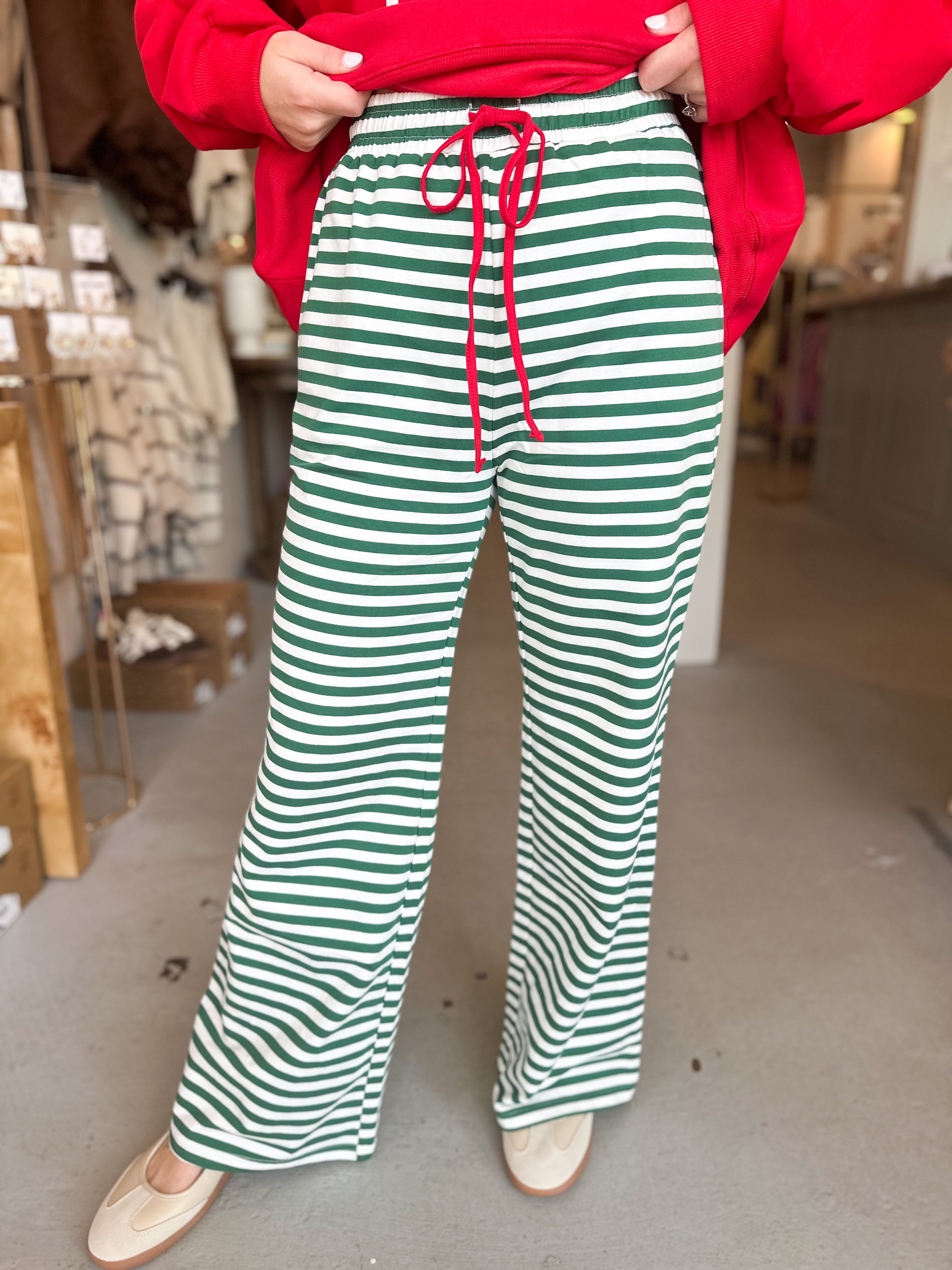 Bucket List Christmas Stripe Pants