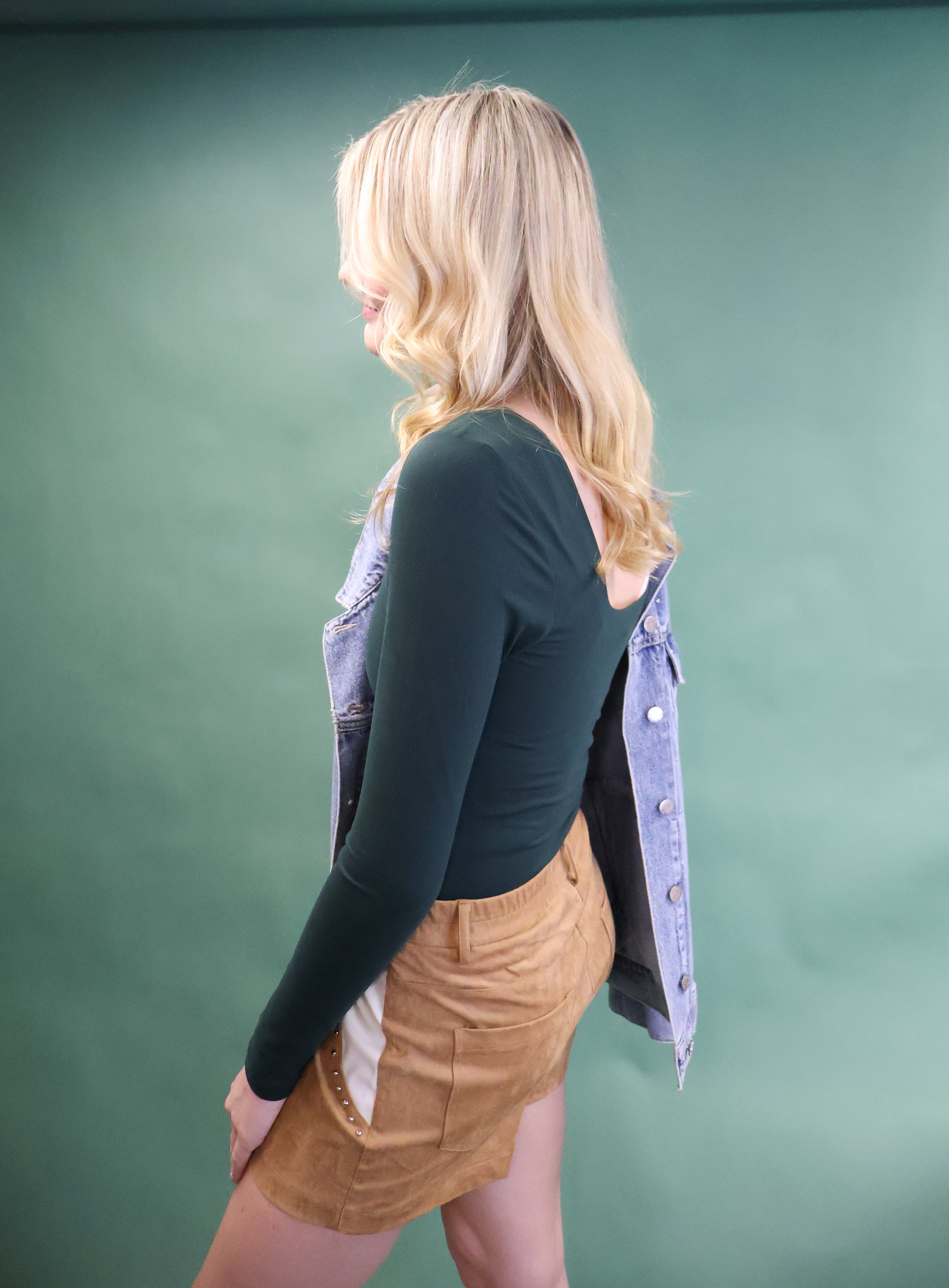 Square Neck Long Sleeve Top