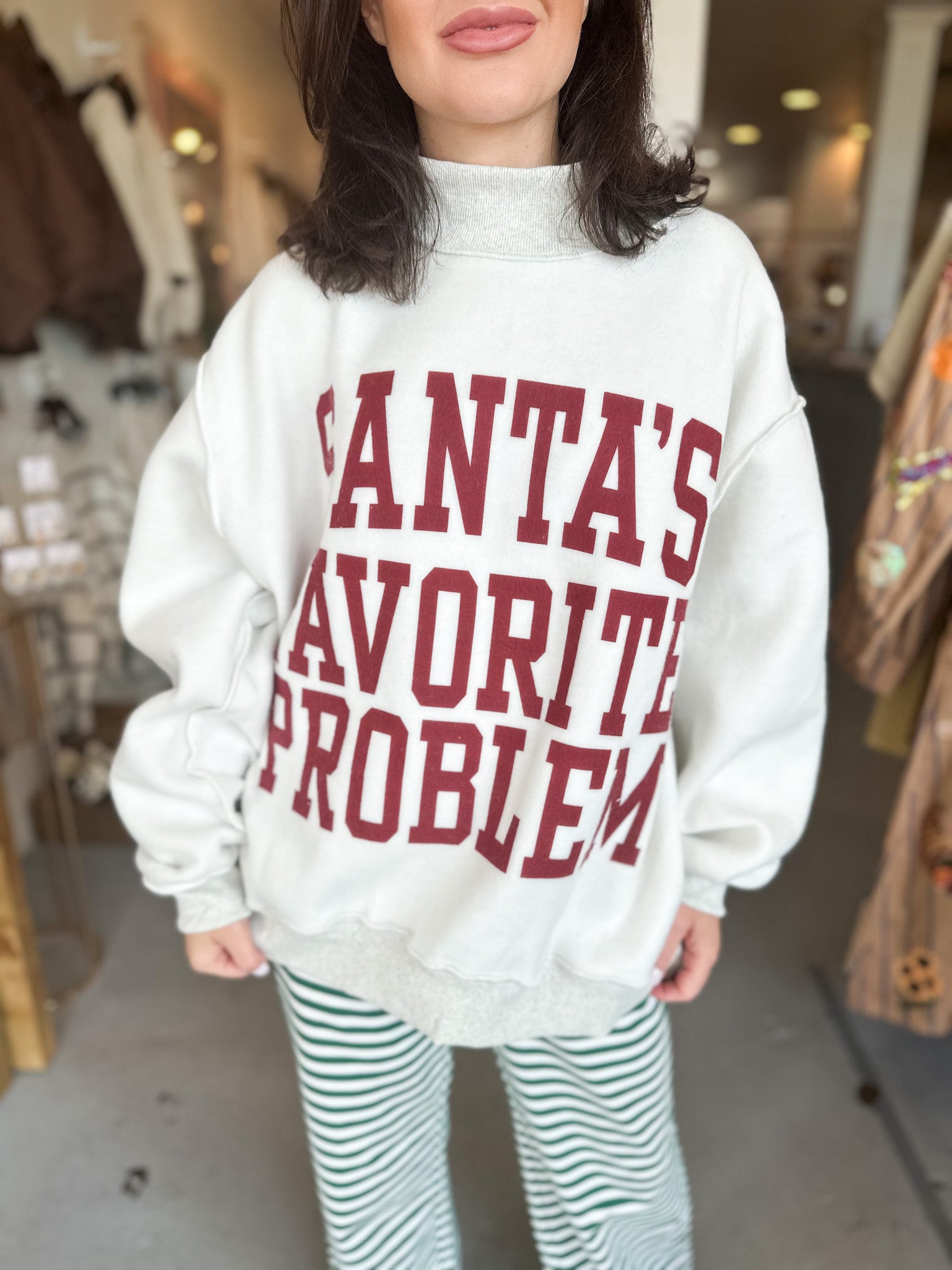 Bucket List Reversible Santa's Favorite Mockneck