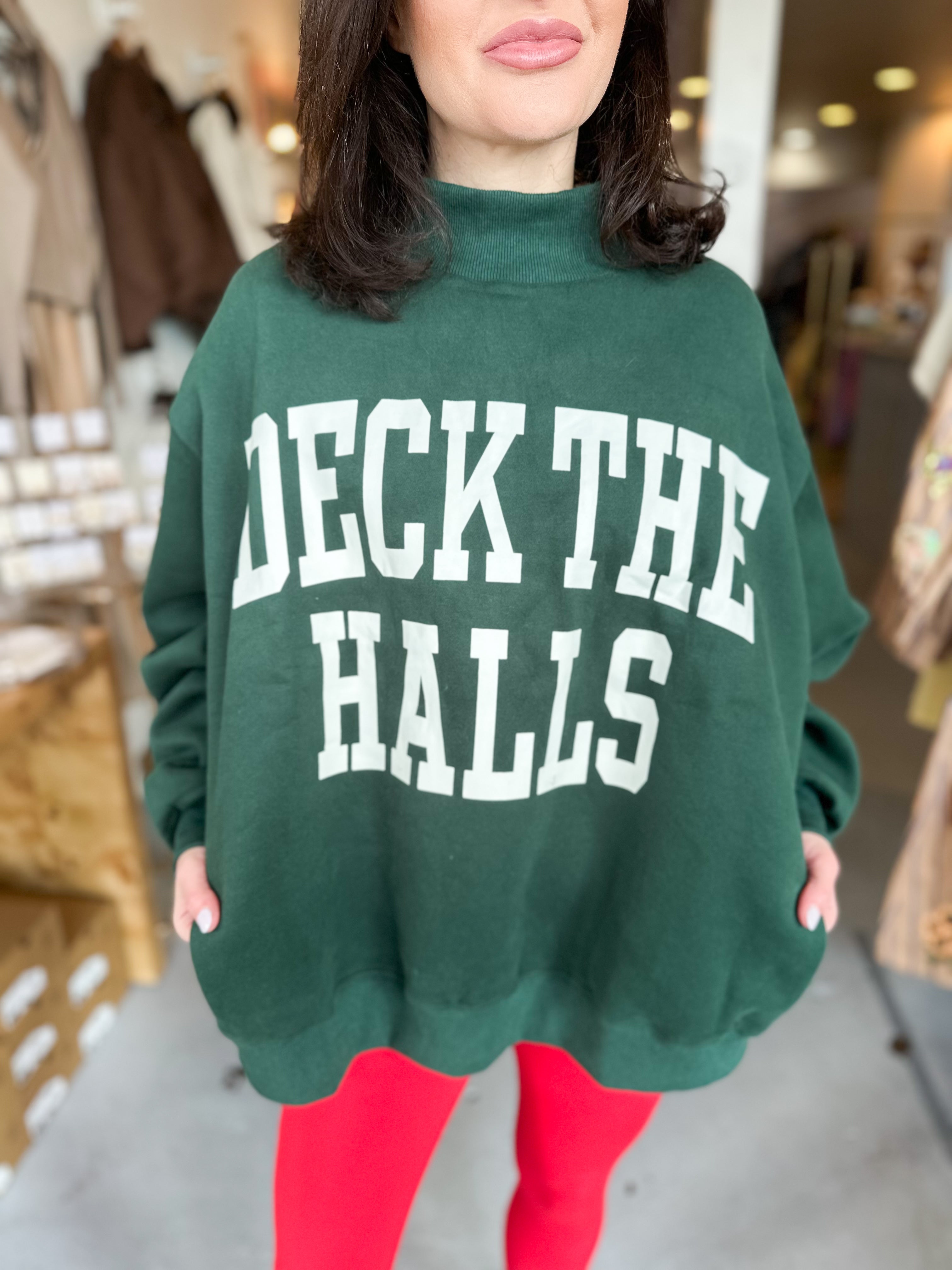 Bucket List Reversible Deck the Halls Mockneck