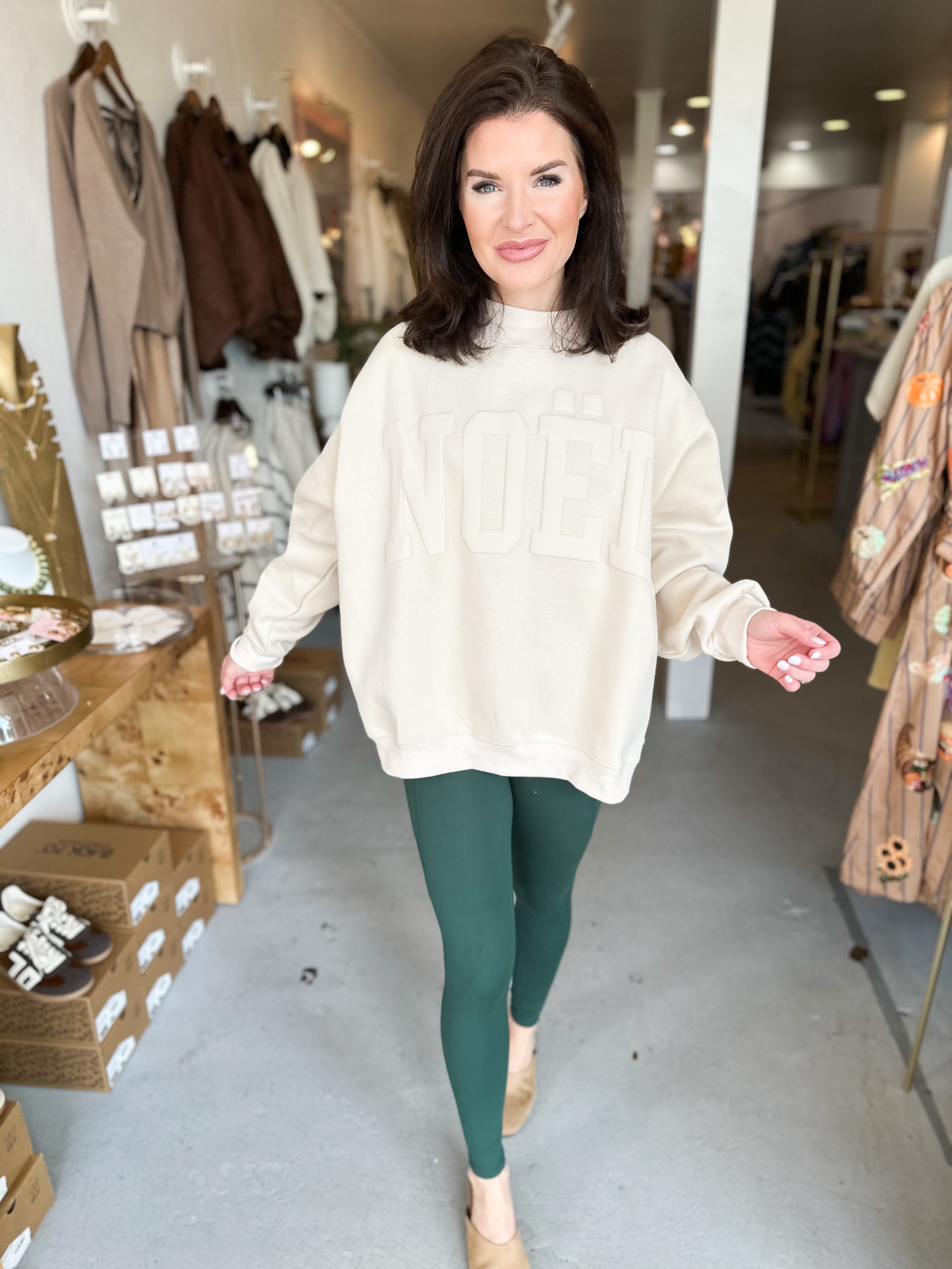 Bucket List Noel Puff Print Mockneck