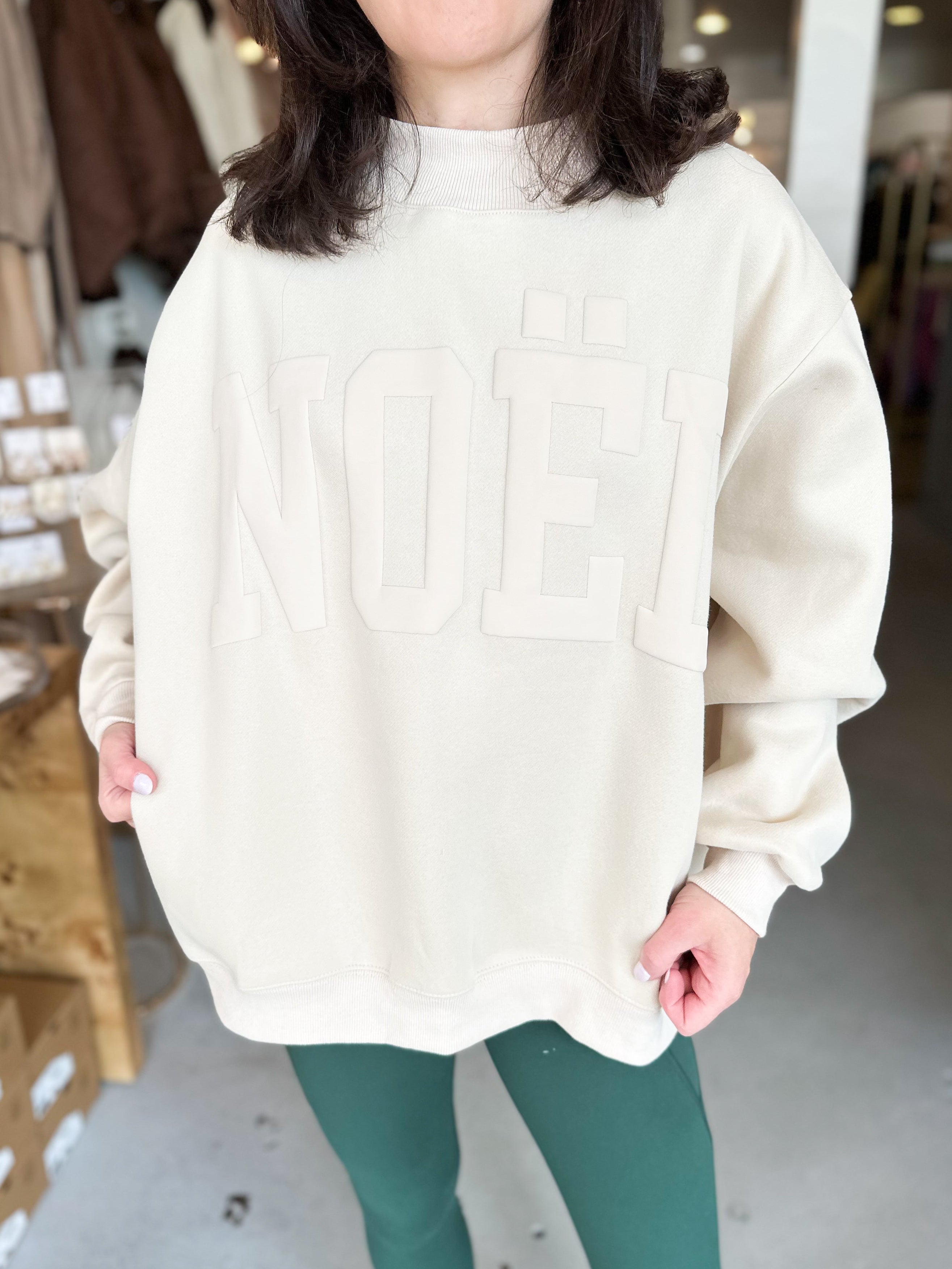 Bucket List Noel Puff Print Mockneck