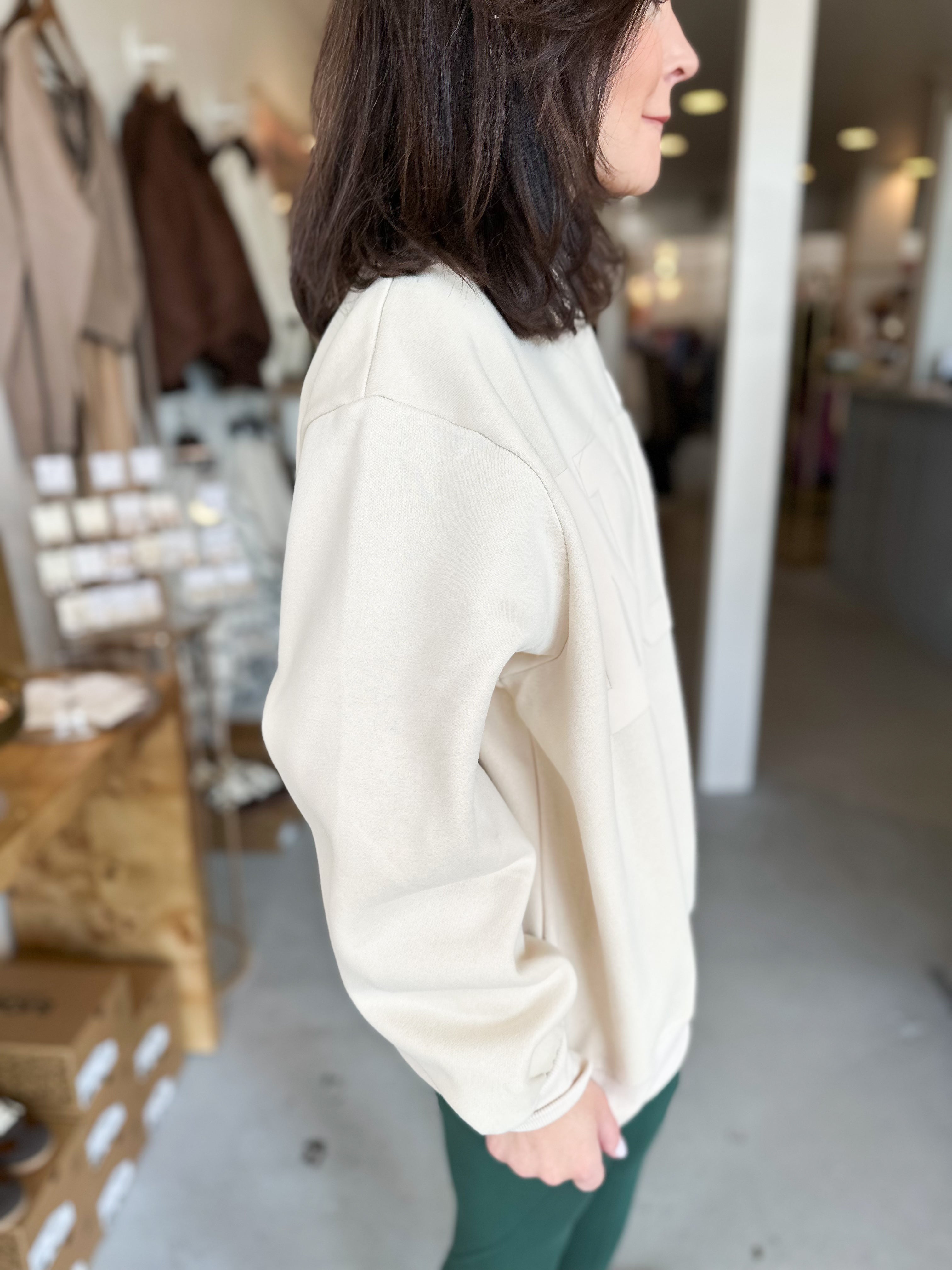 Bucket List Noel Puff Print Mockneck
