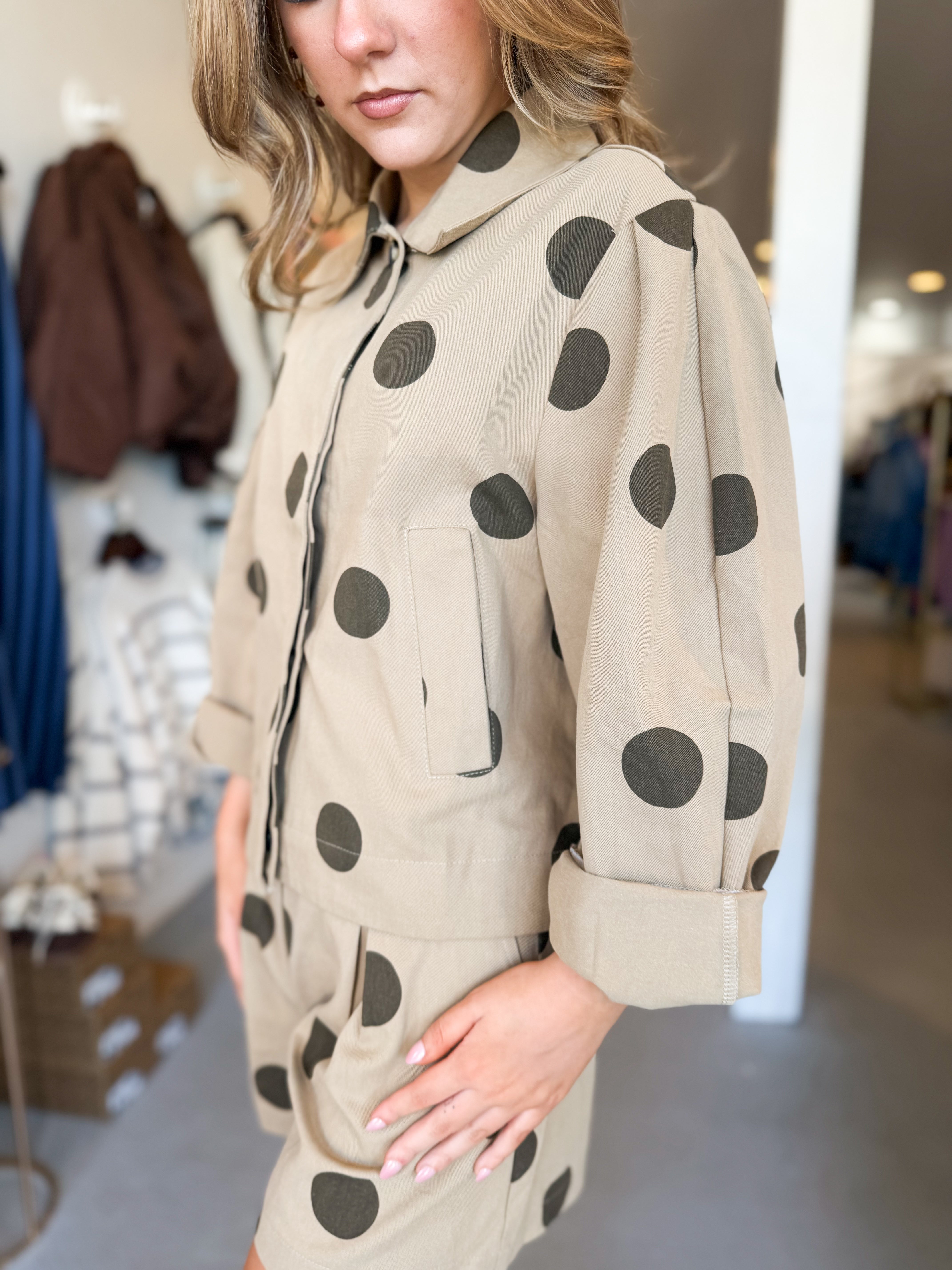 Polka Dot Collar Jacket