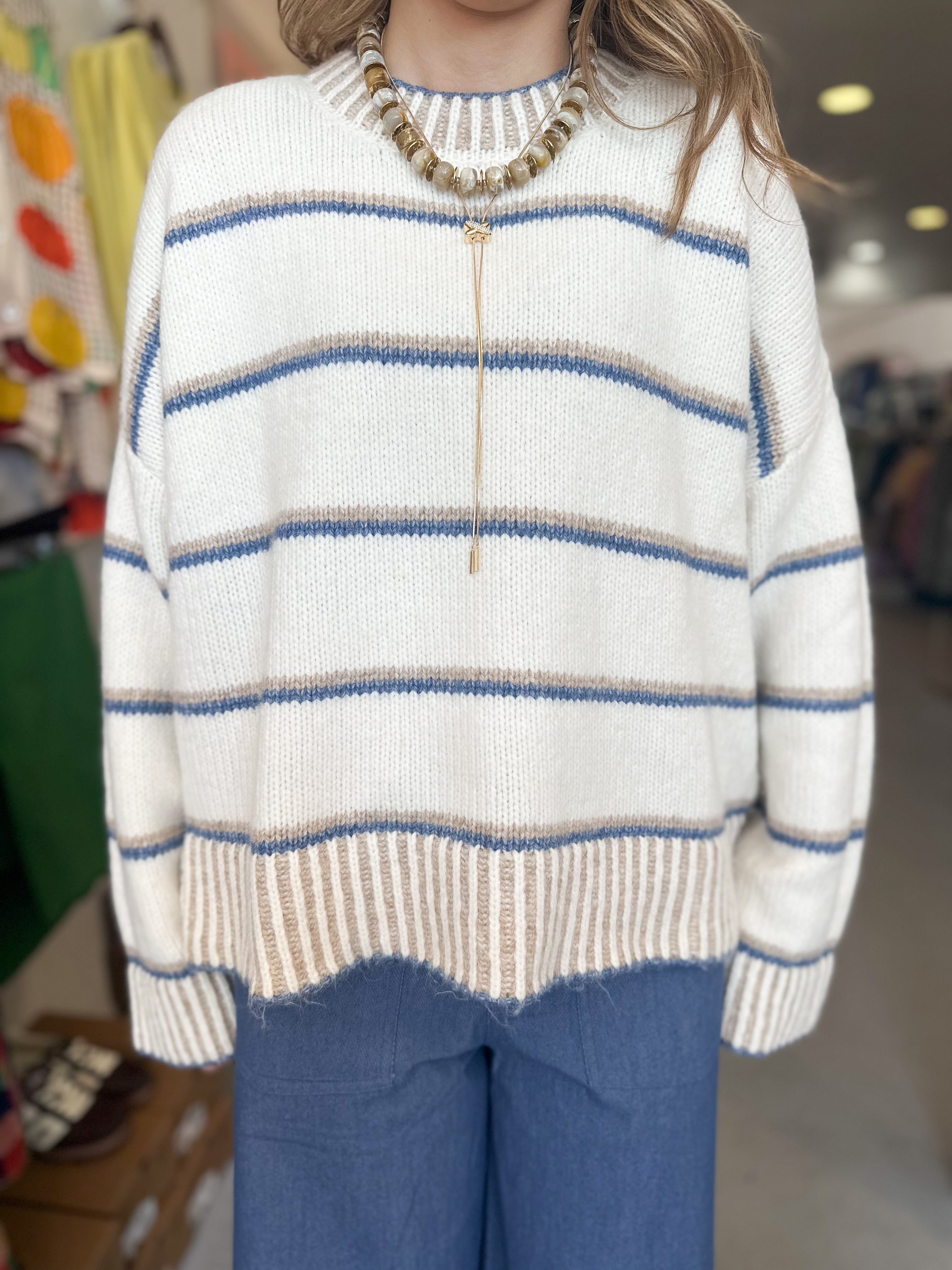 Round Neck Stripe Sweater