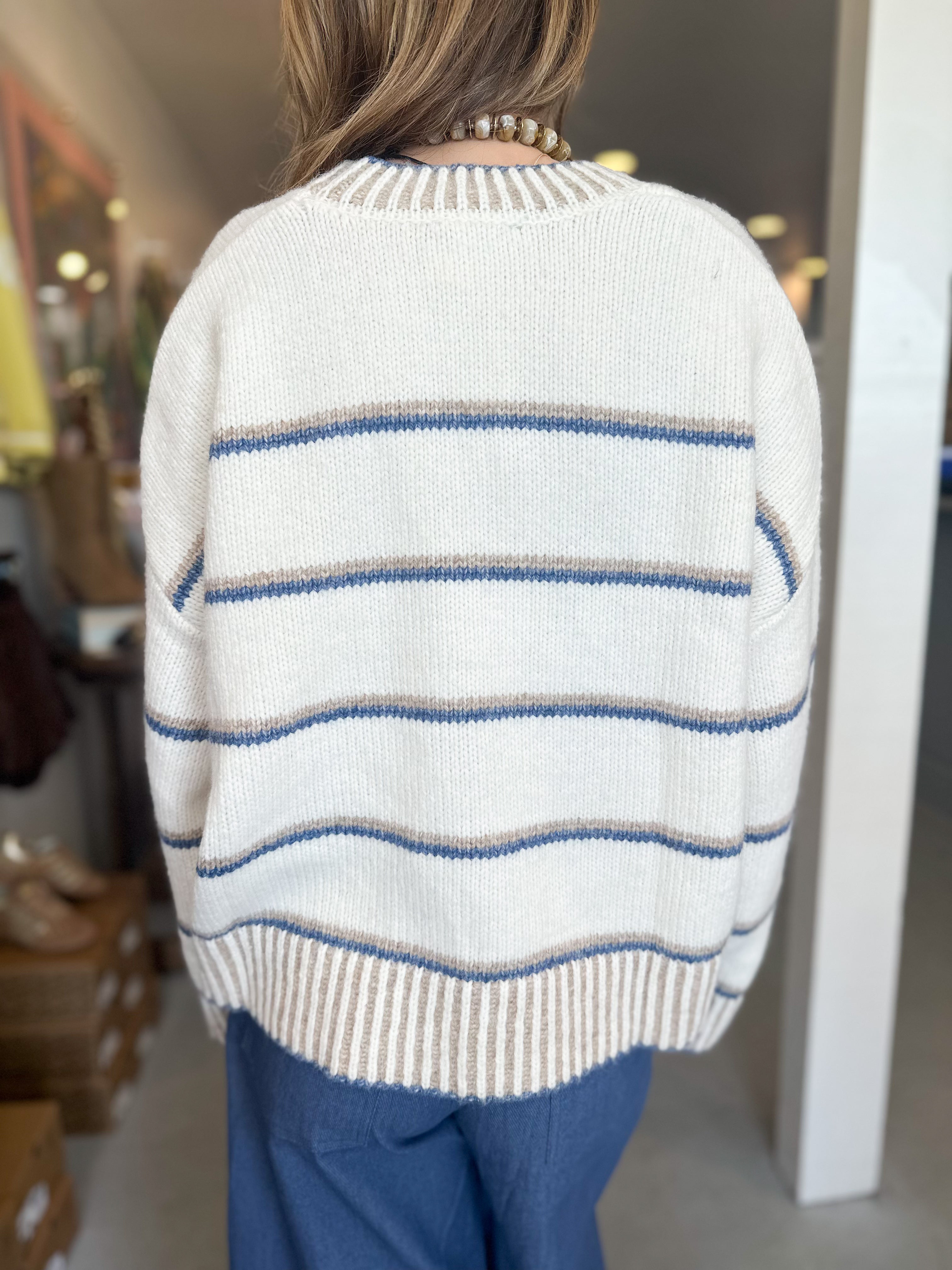 Round Neck Stripe Sweater