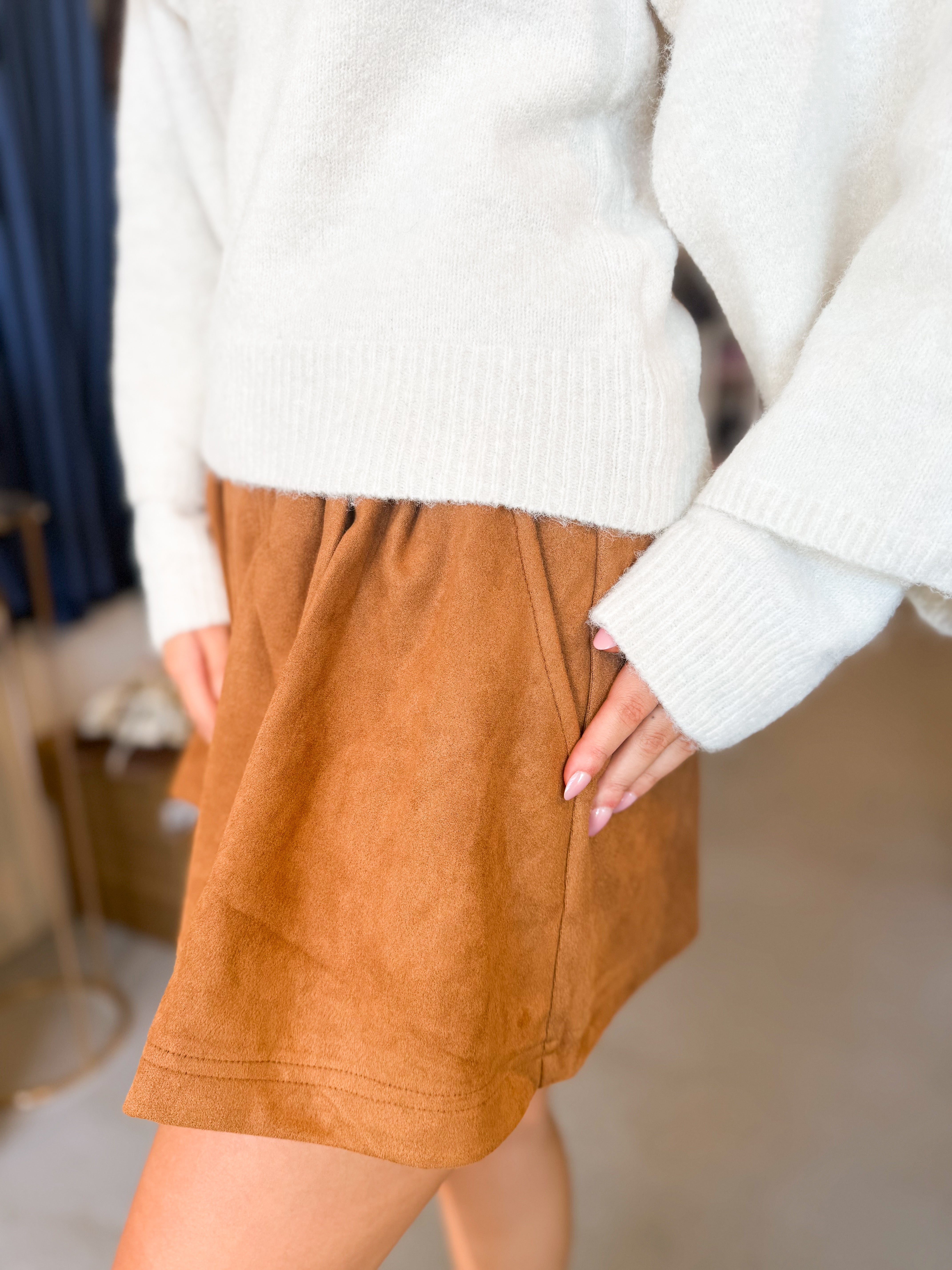 Suede Skort With Pockets