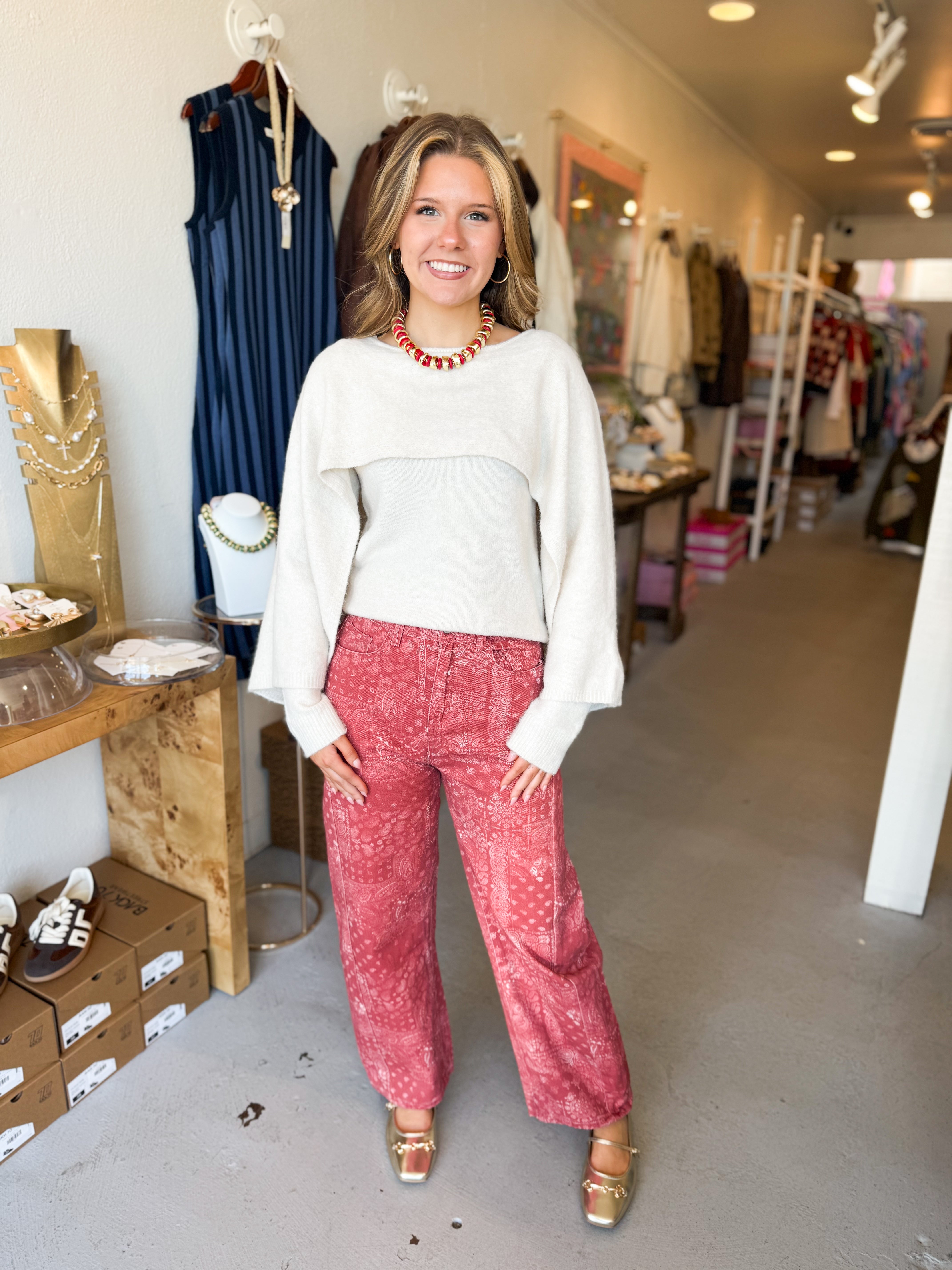 Bandana Print Wide Leg Pants
