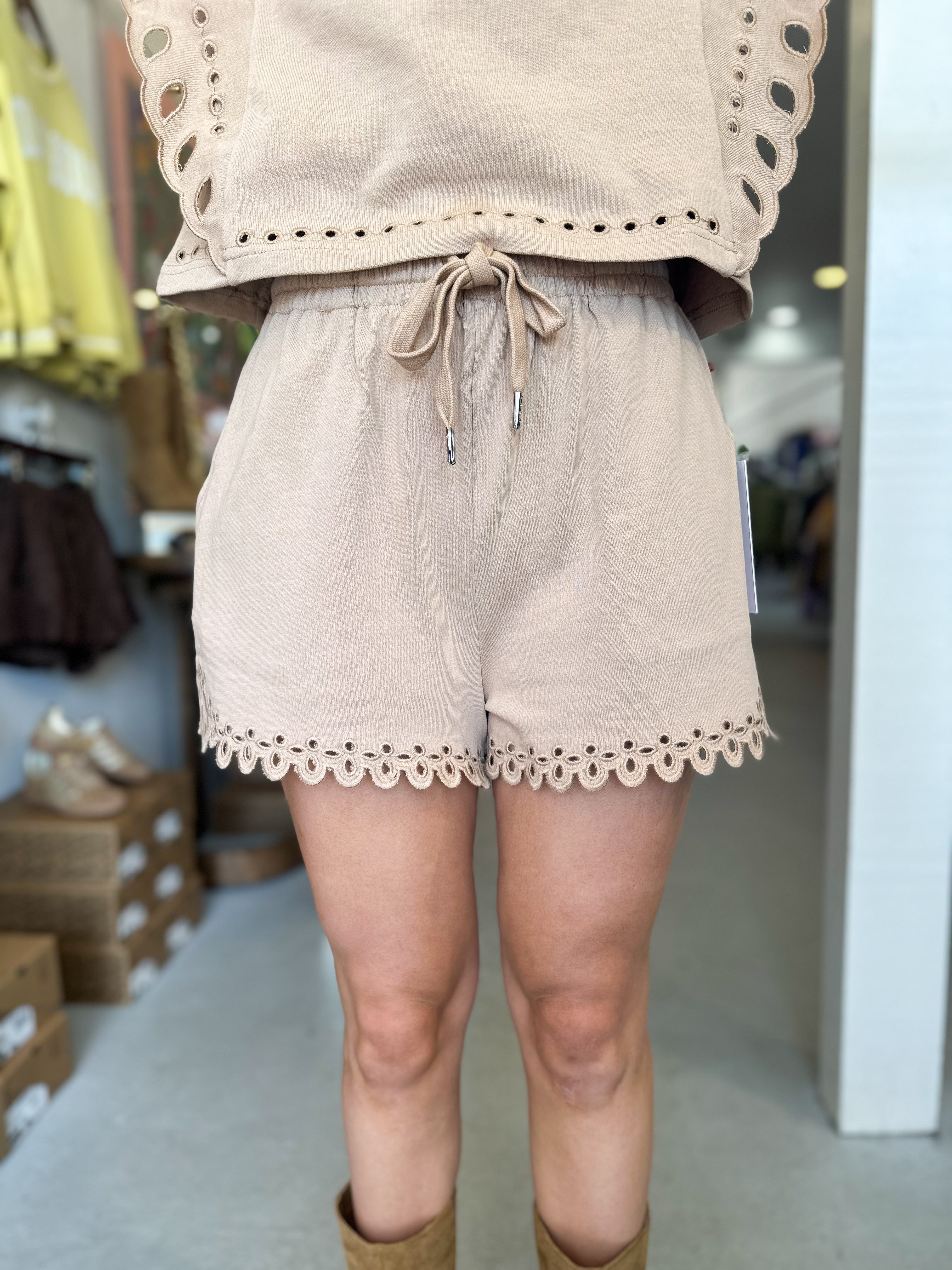 French Terry Scallop Shorts