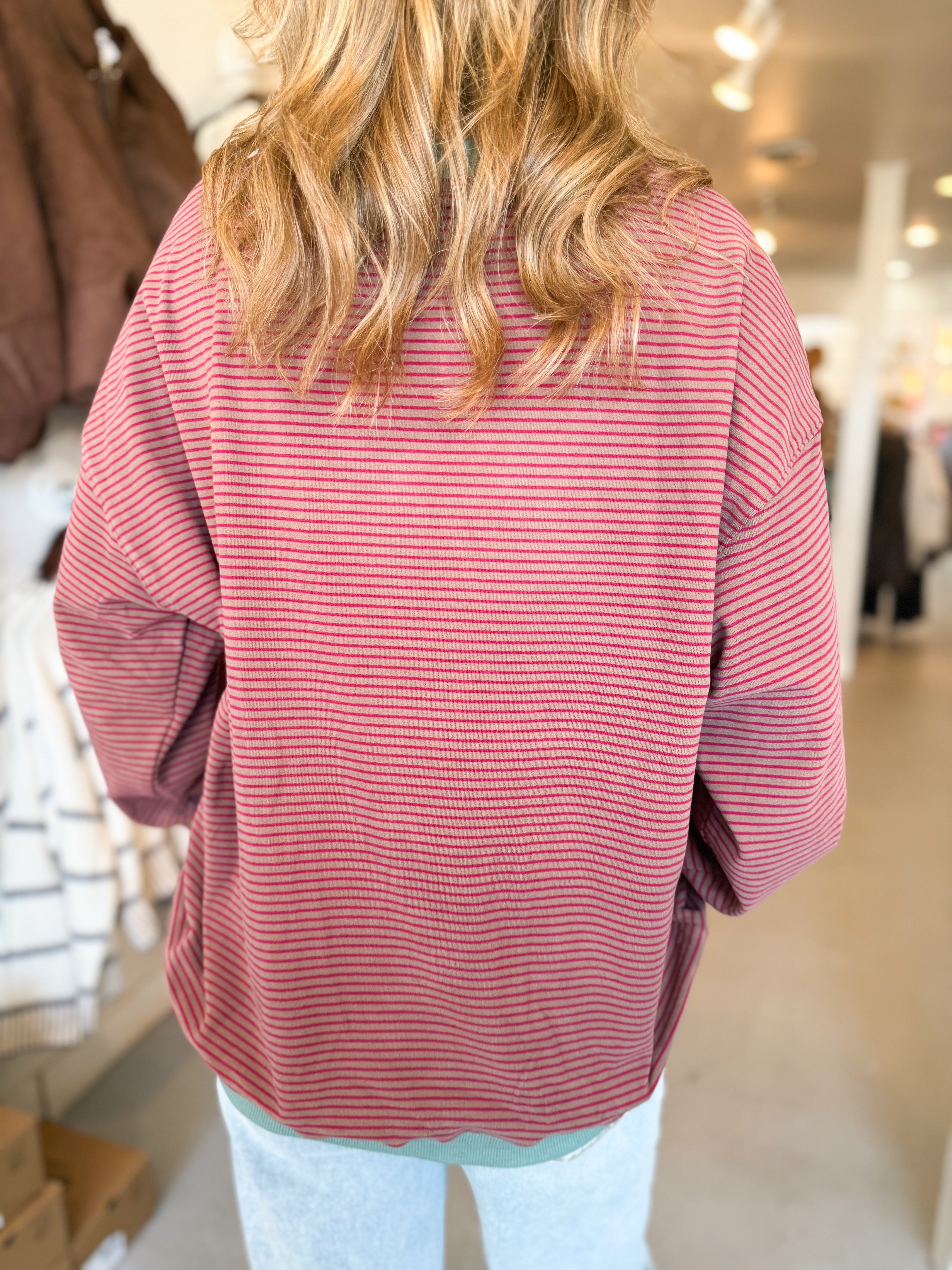 Round Neck Stripe Sweatshirt
