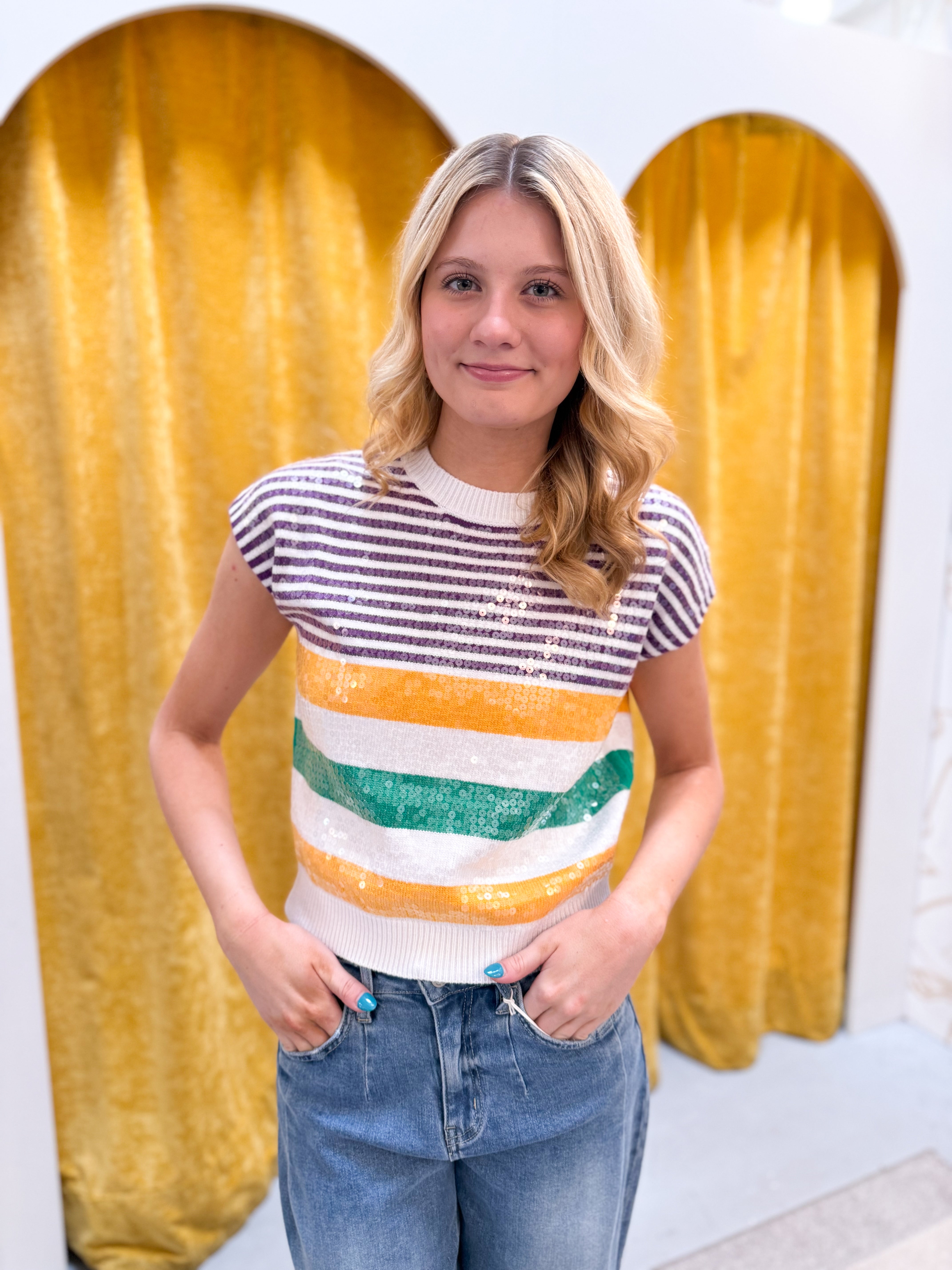 Mardi Celebration Shimmer Top